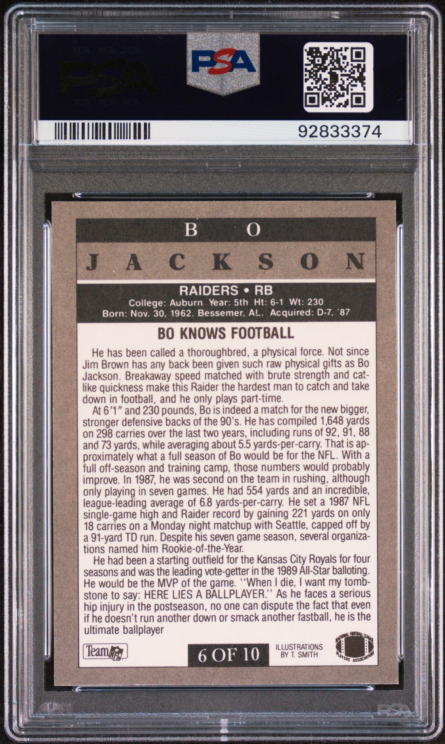 1991 Fleer Pro-visions 6 Bo Jackson PSA 9