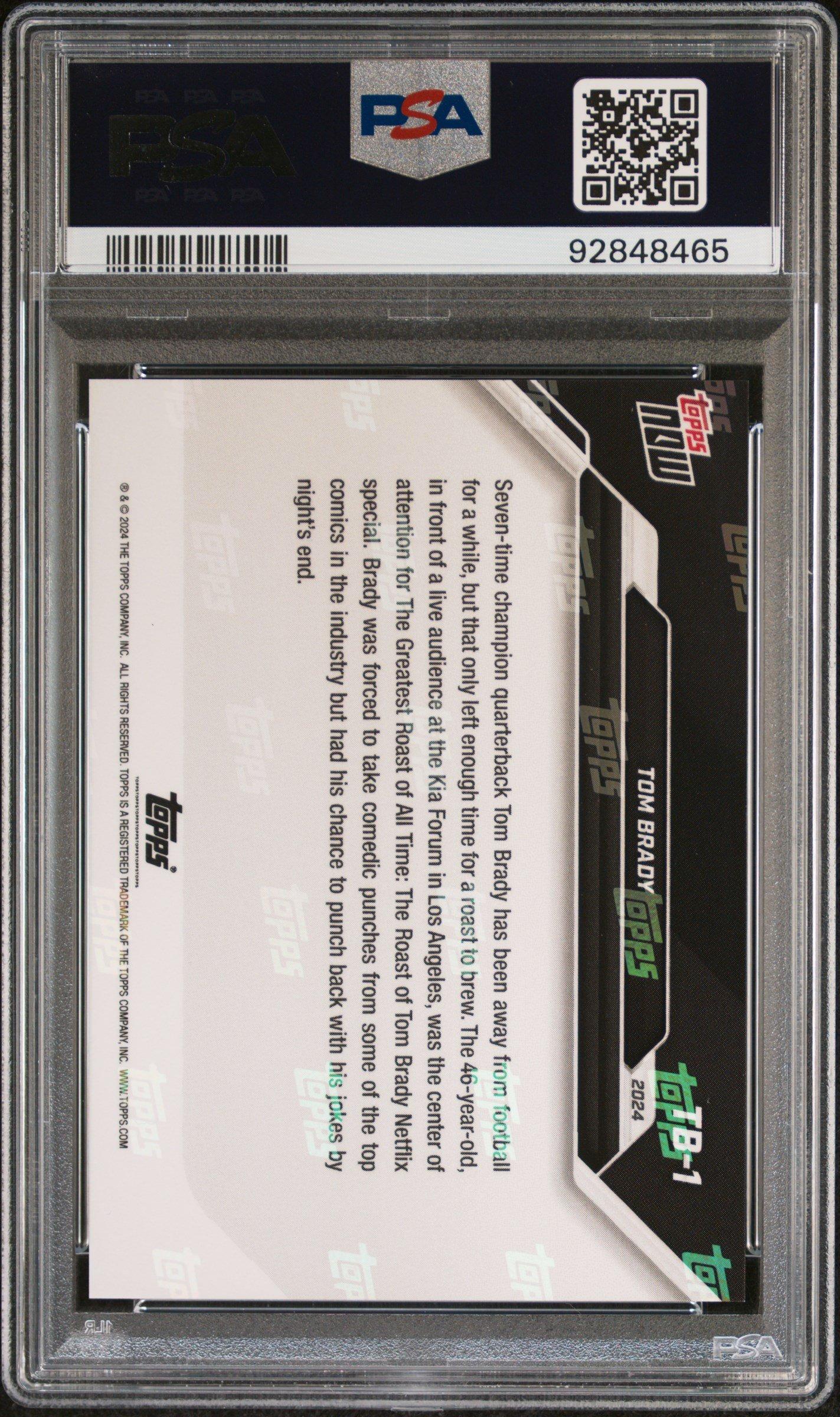 2024 Topps Now Tb1 Tom Brady PSA 10