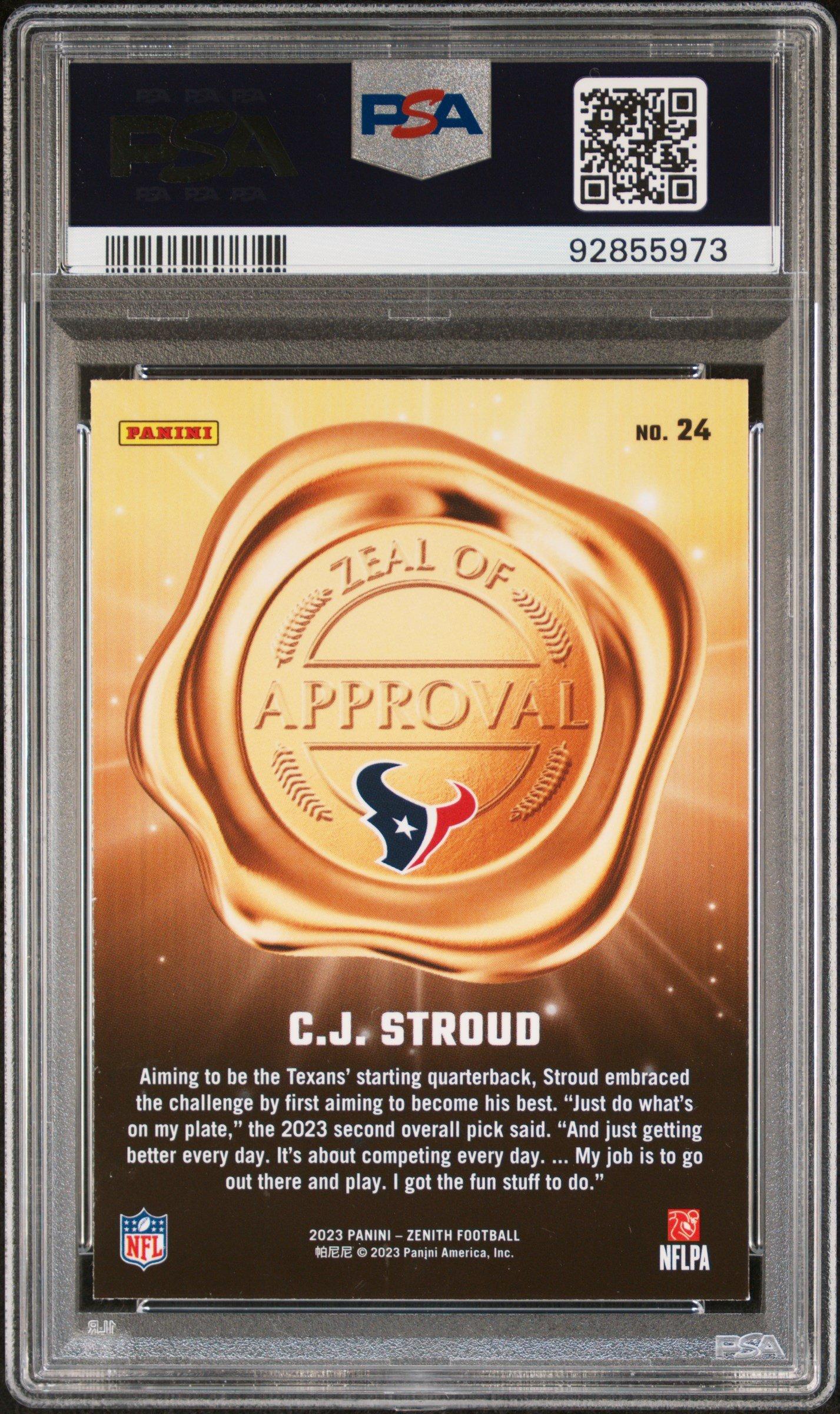 2023 Panini Zenith Zeal Of Approval 24 Cj Stroud PSA