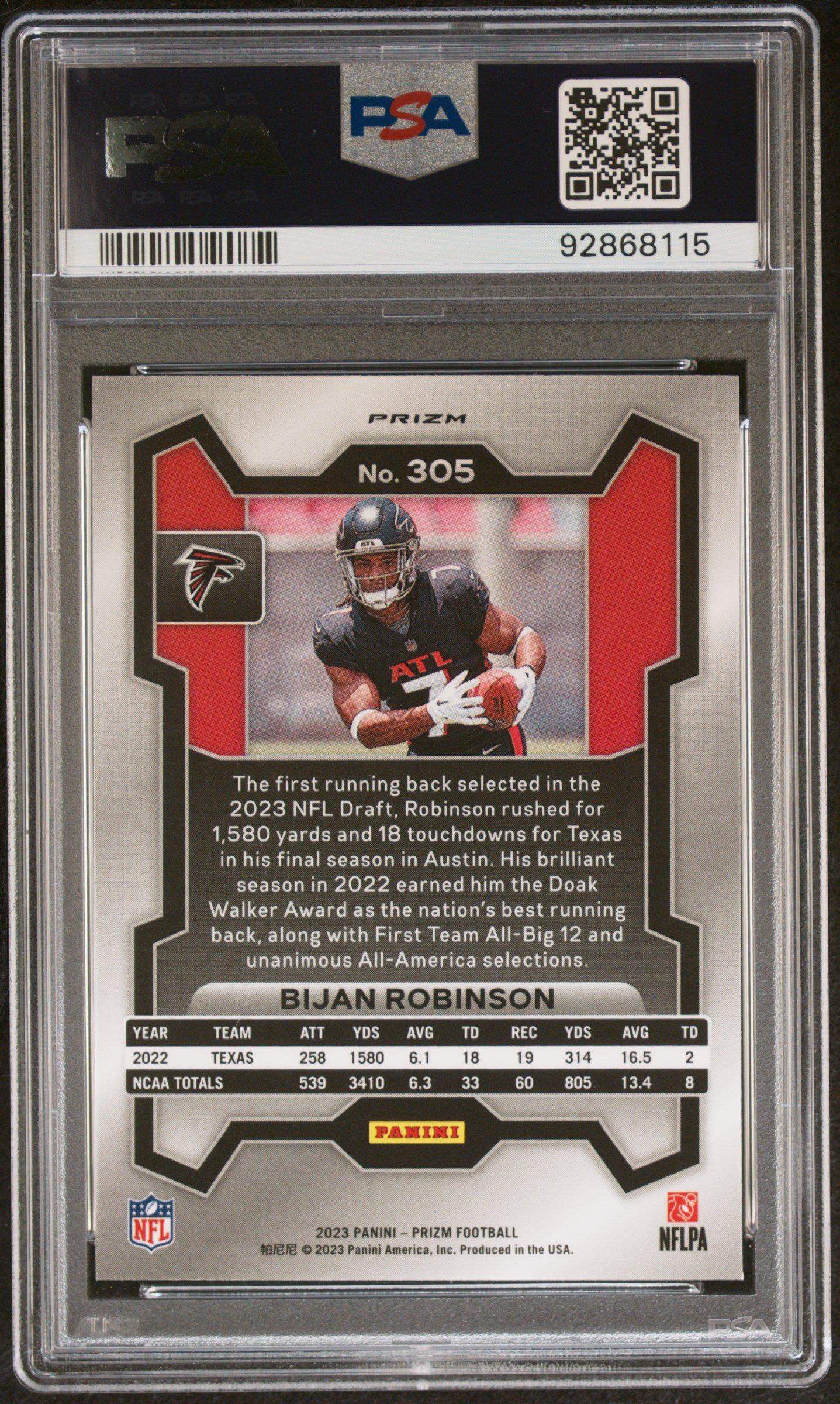 2023 Panini Prizm 305 Bijan Robinson Lazer Prizm PSA