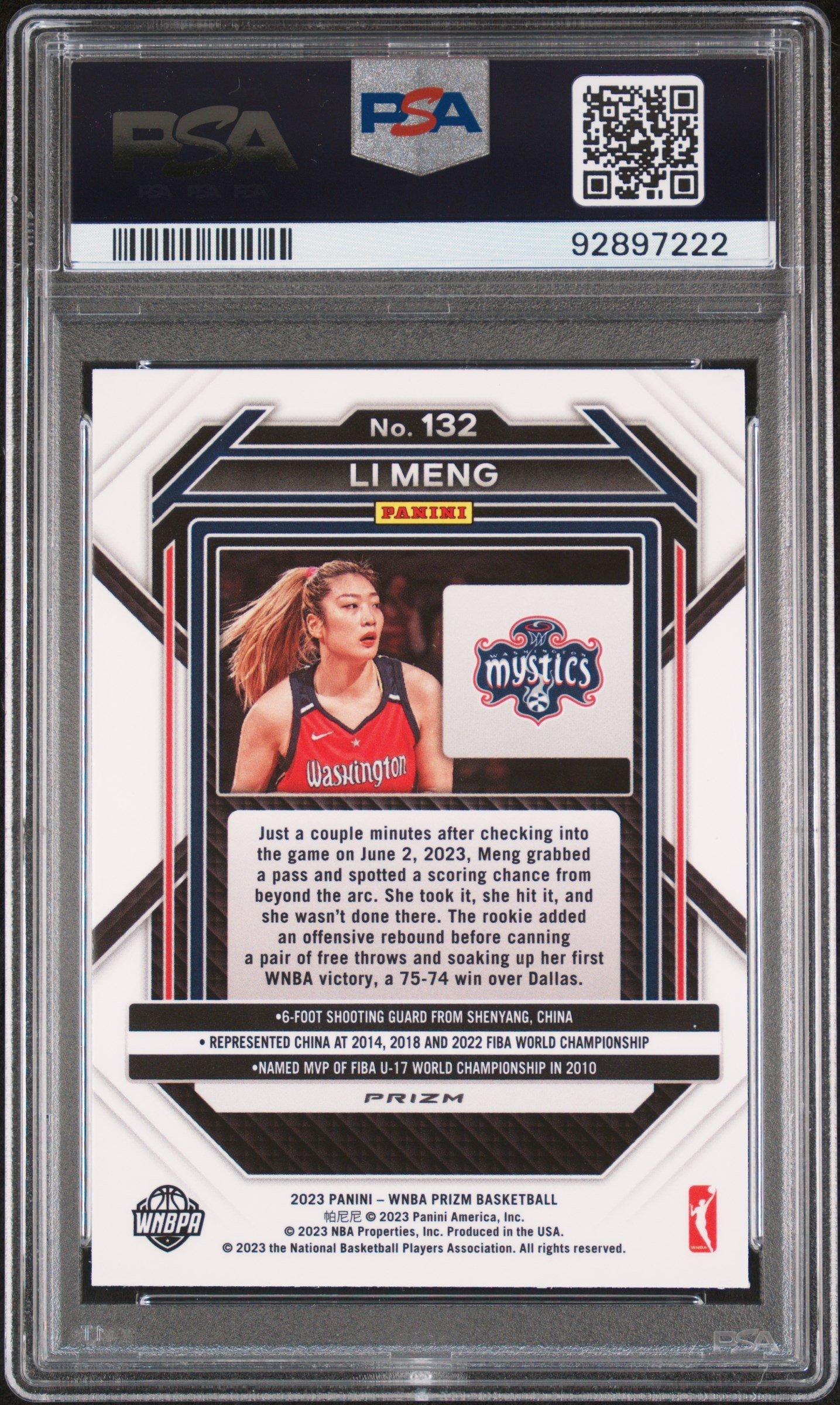 2023 Panini Prizm Wnba 132 Li Meng Hyper PSA 10