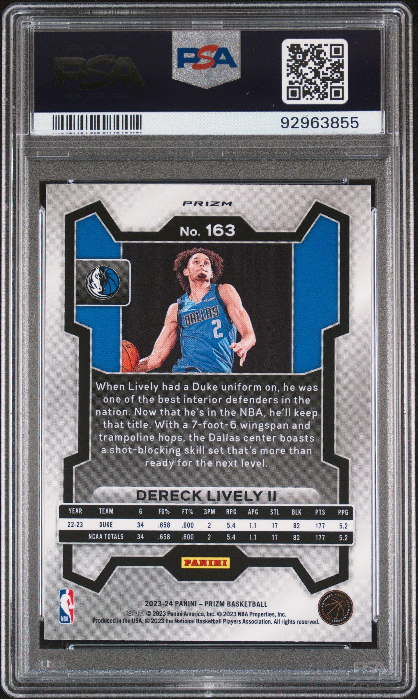 2023 Panini Prizm 163 Dereck Lively Ii Red Ice PSA 10