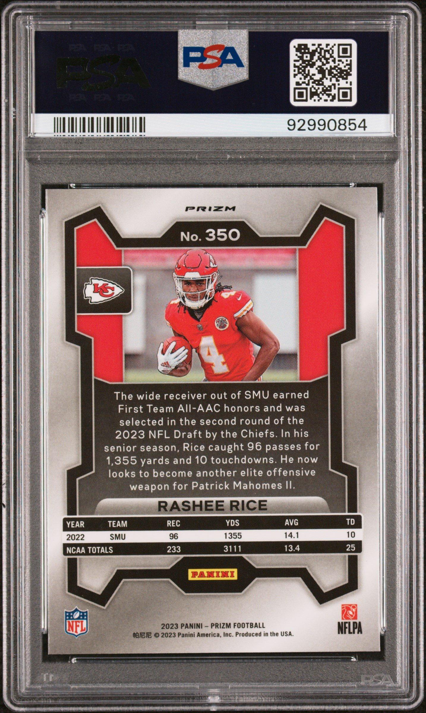 2023 Panini Prizm 350 Rashee Rice Purple Pulsar PSA 10
