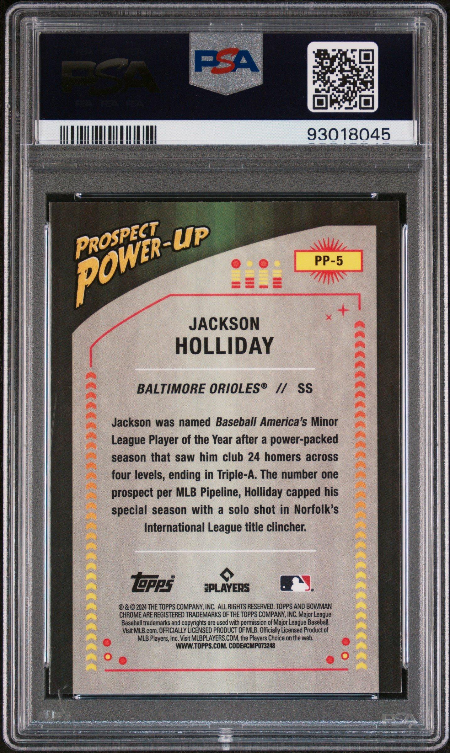 2024 Bowman Prospect Power-up Pp5 Jackson Holliday PSA 10