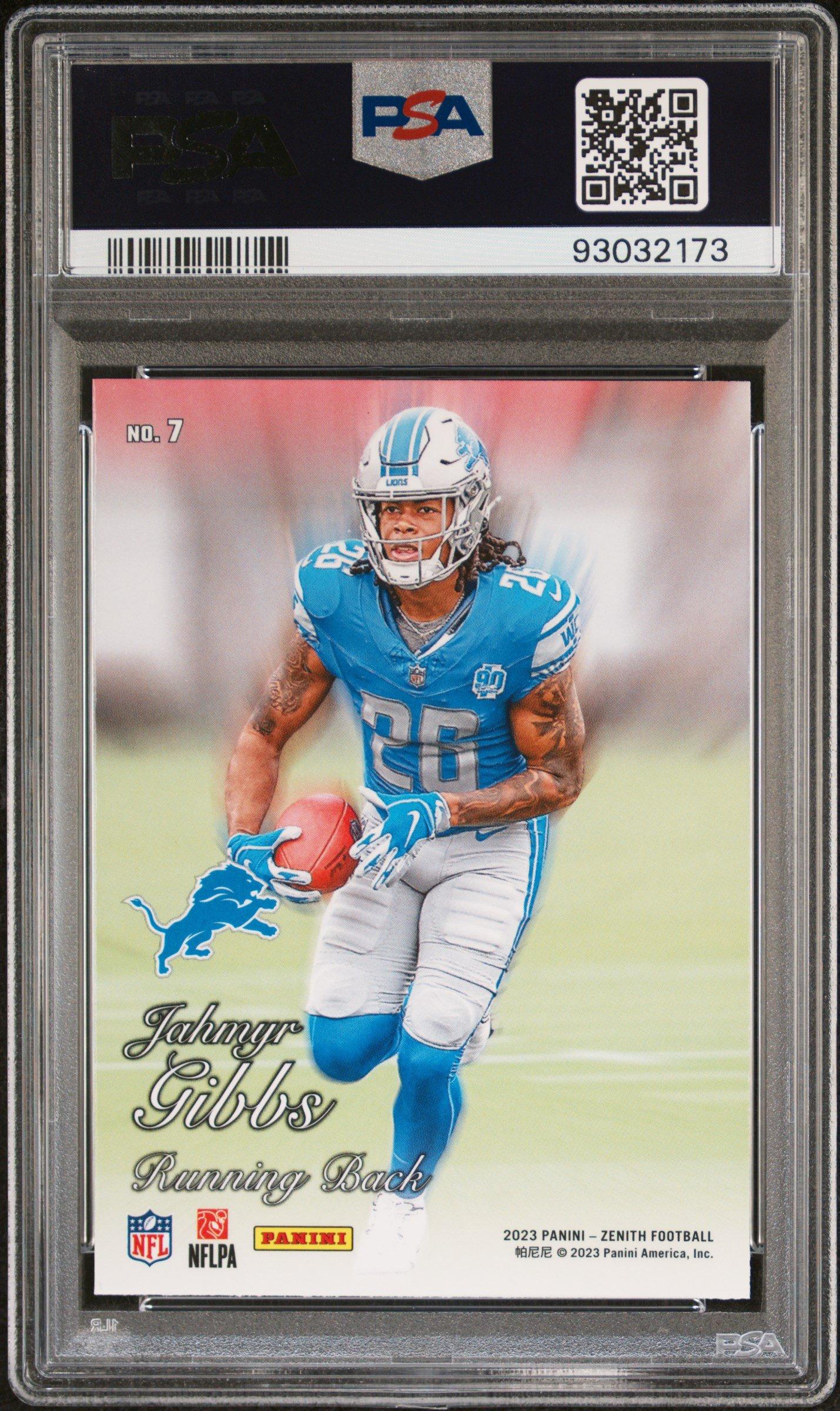 2023 Panini Zenith 1994 Pacific 7 Jahmyr Gibbs Blue PSA 10