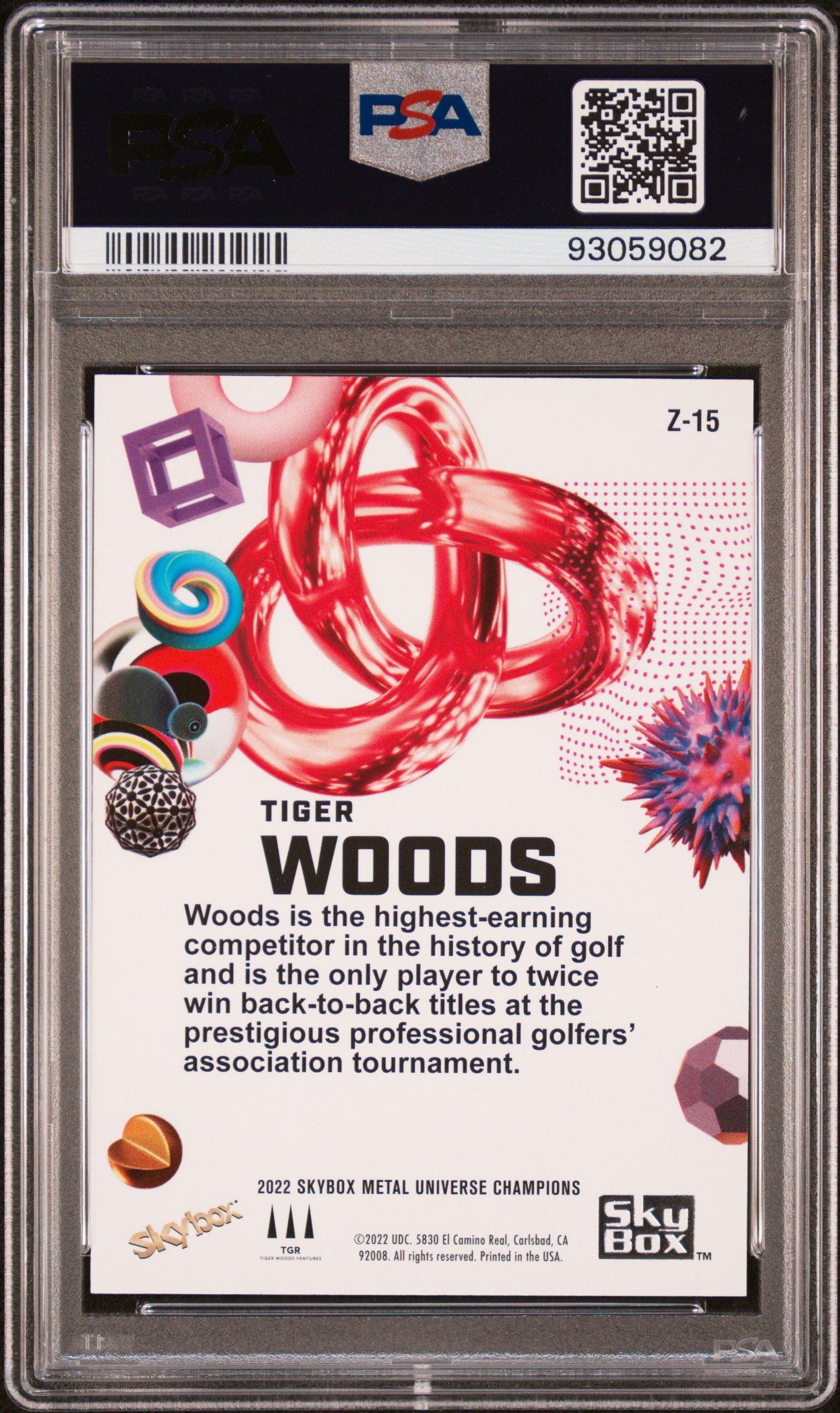 2022 Skybox Metal Universe Champions Z-force Z15 Tiger Woods PSA 10