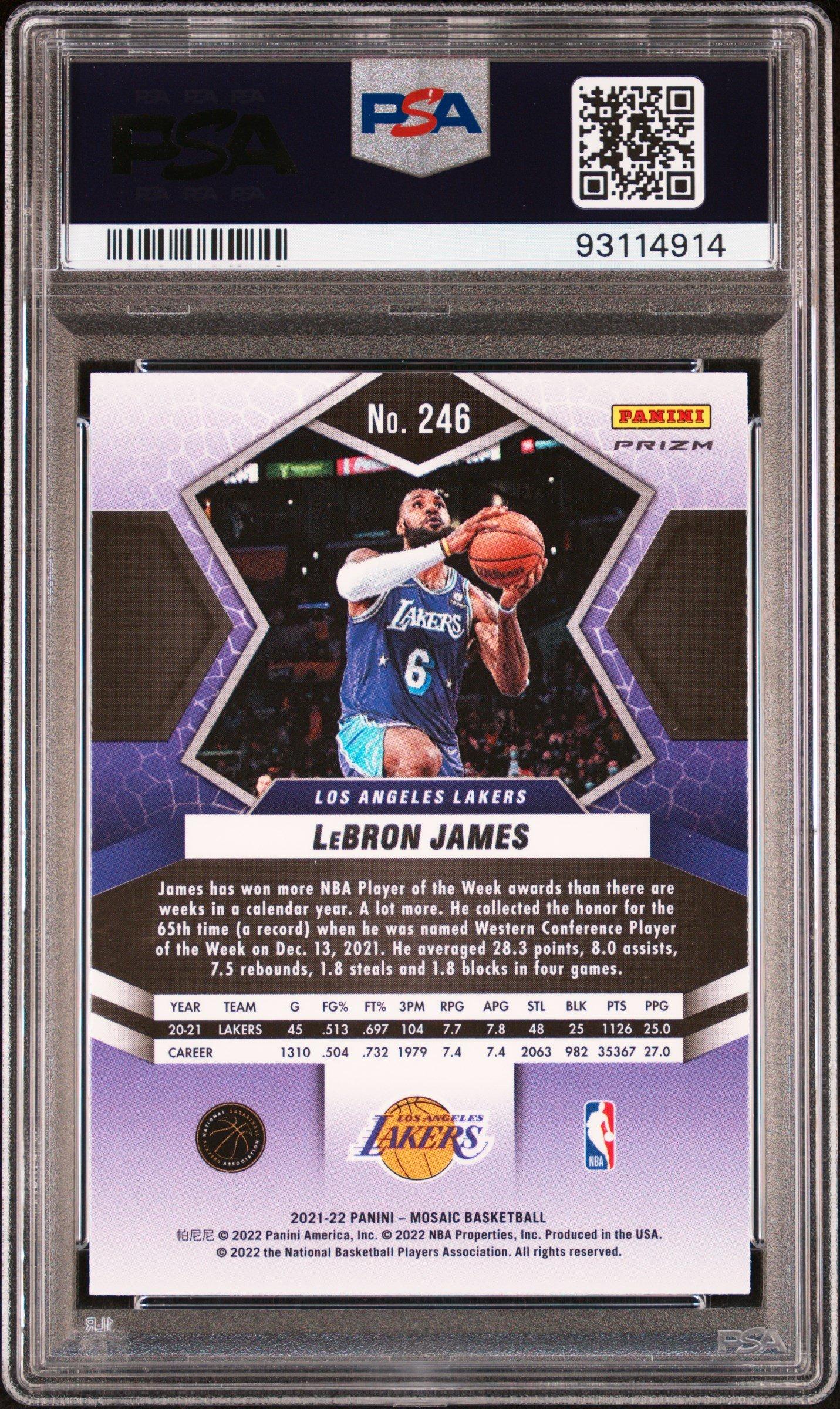 2021 Panini Mosaic 246 Lebron James Red Mosaic PSA 10