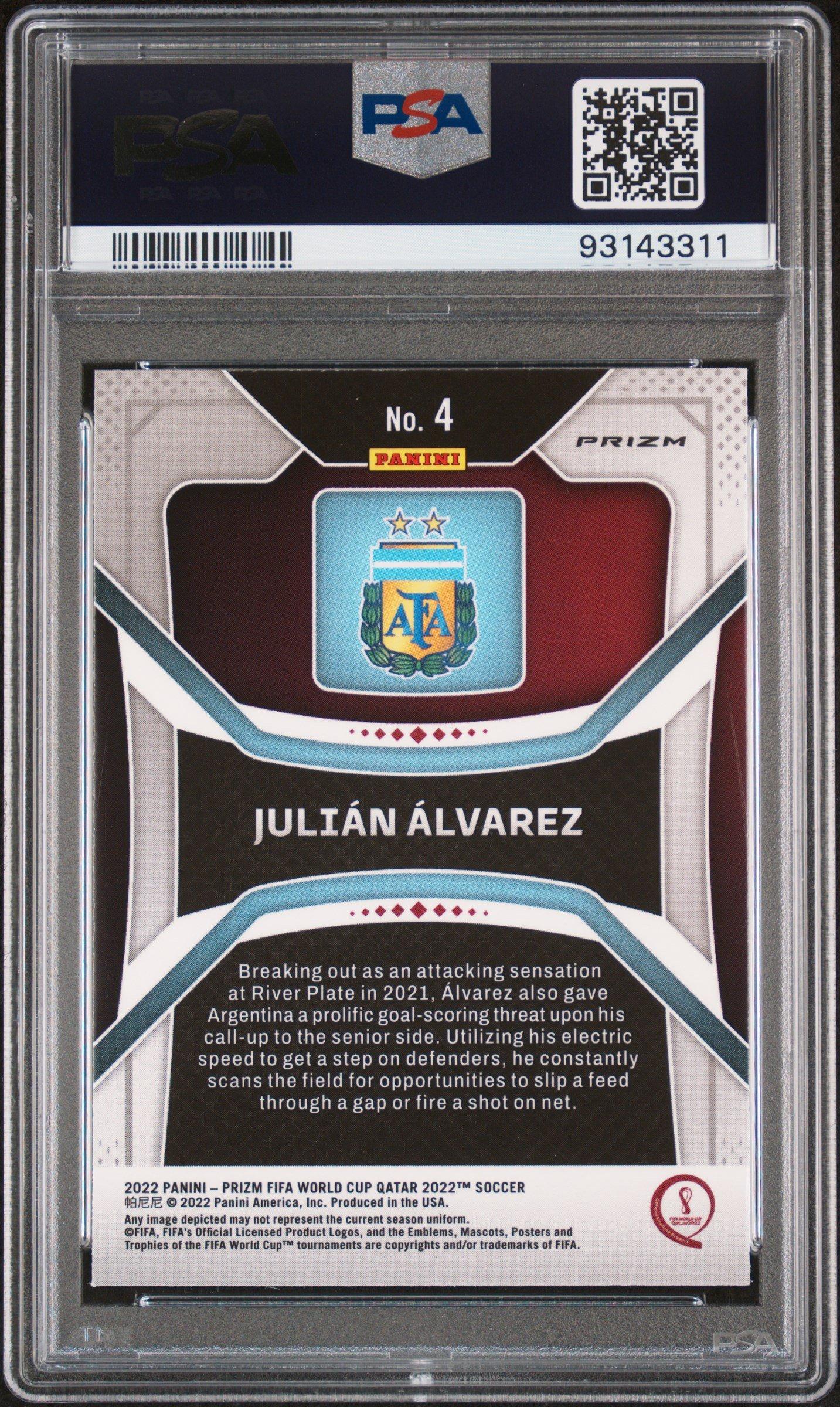 2022 Panini Prizm World Cup Qatar 4 Julian Alvarez PSA 10