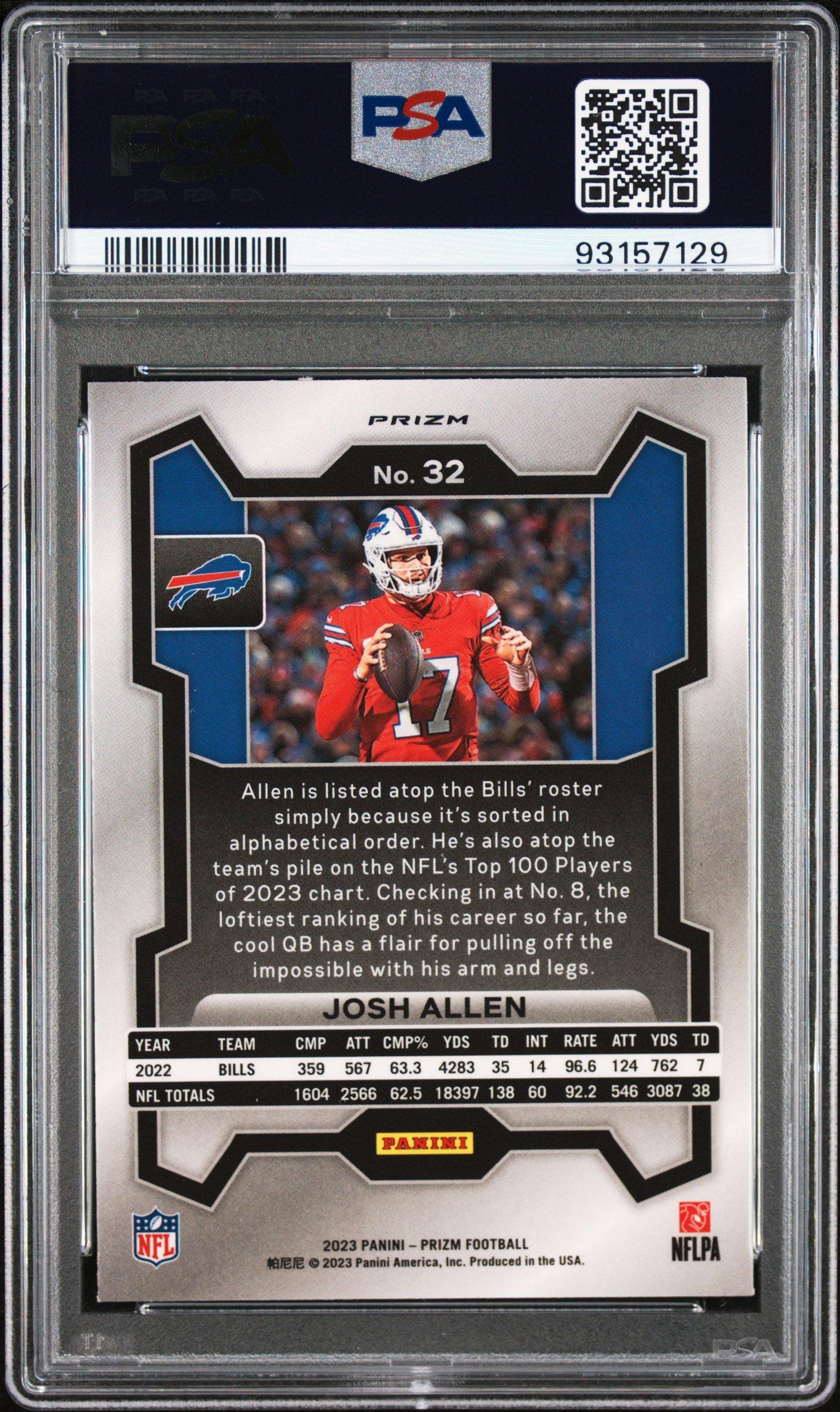 2023 Panini Prizm 32 Josh Allen Red/white/blue Prizm PSA 10