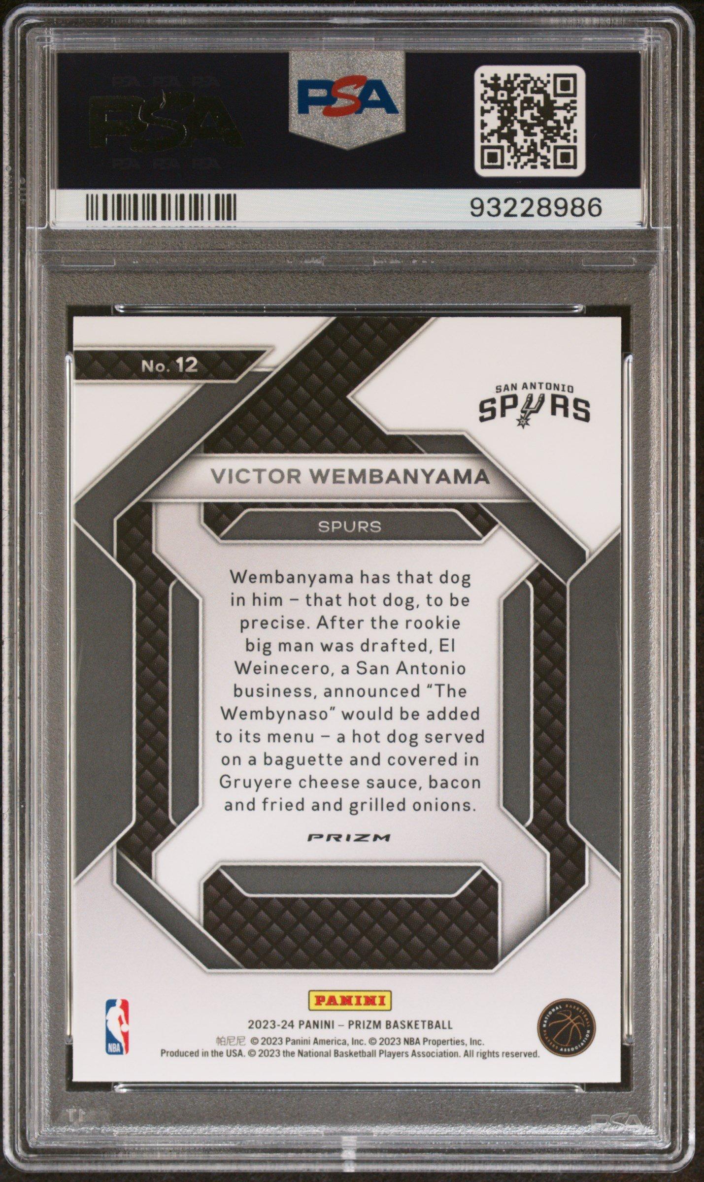 2023 Panini Prizm Emergent 12 Victor Wembanyama Silver Prizm PSA