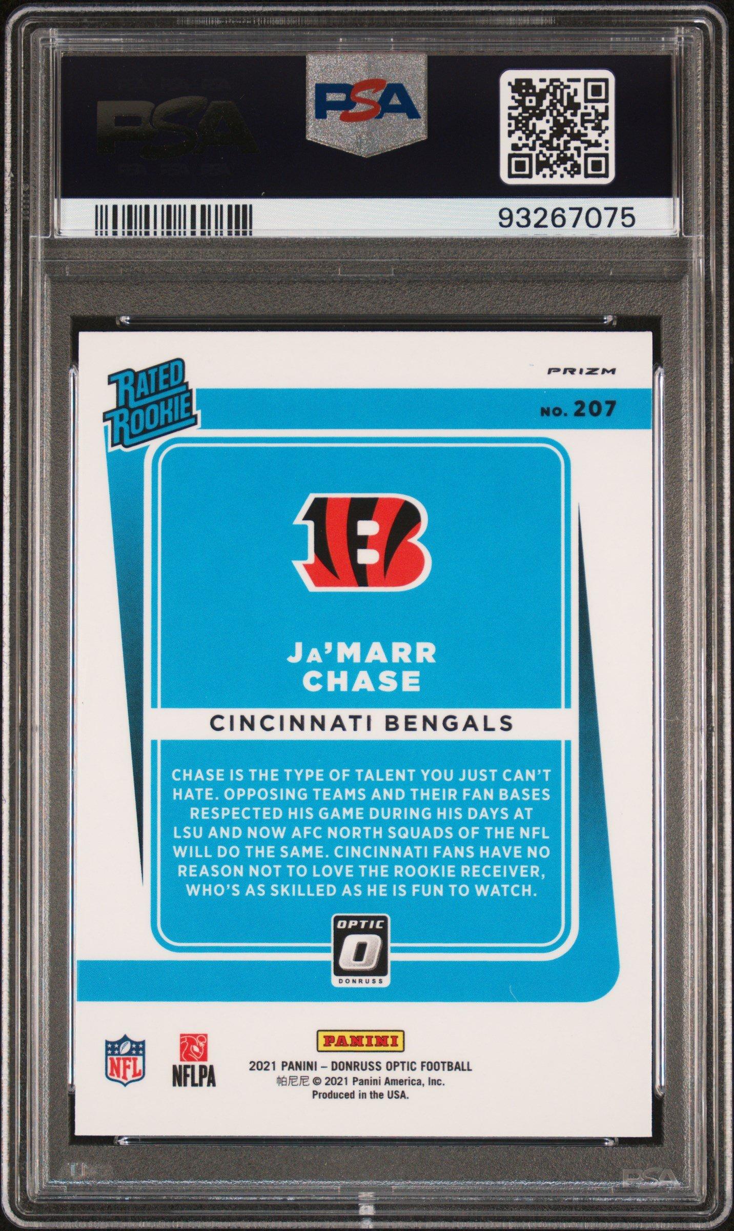 2021 Panini Donruss Optic 207 Ja'marr Chase Blue Scope PSA 9