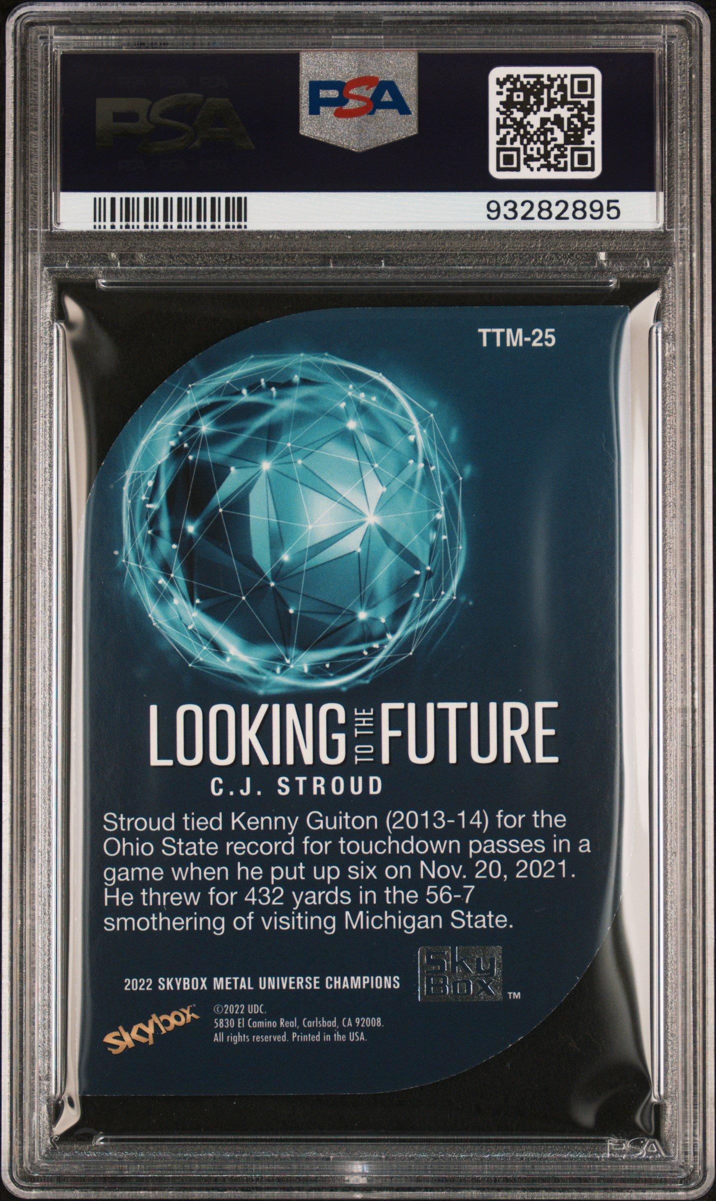 2022 Skybox Metal Universe Champions Looking To The Future 25 Cj Stroud PSA 9