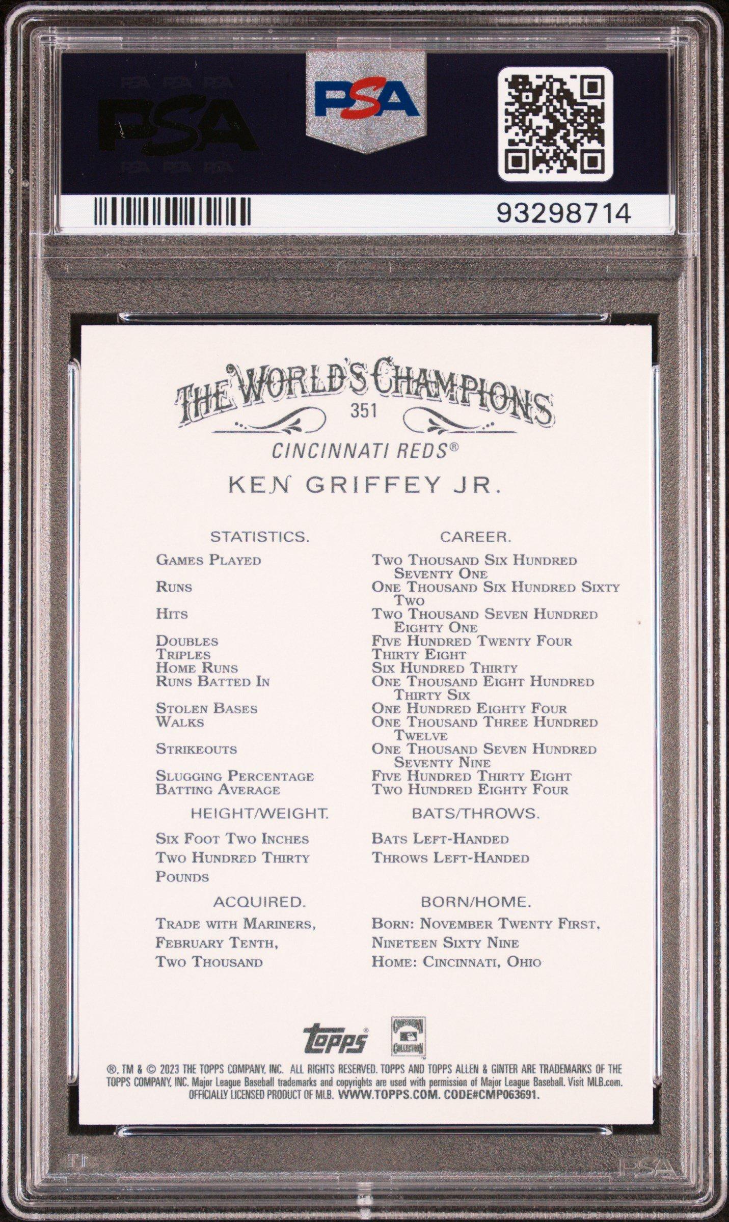 2023 Topps Allen & Ginter 351 Ken Griffey Jr. PSA 10