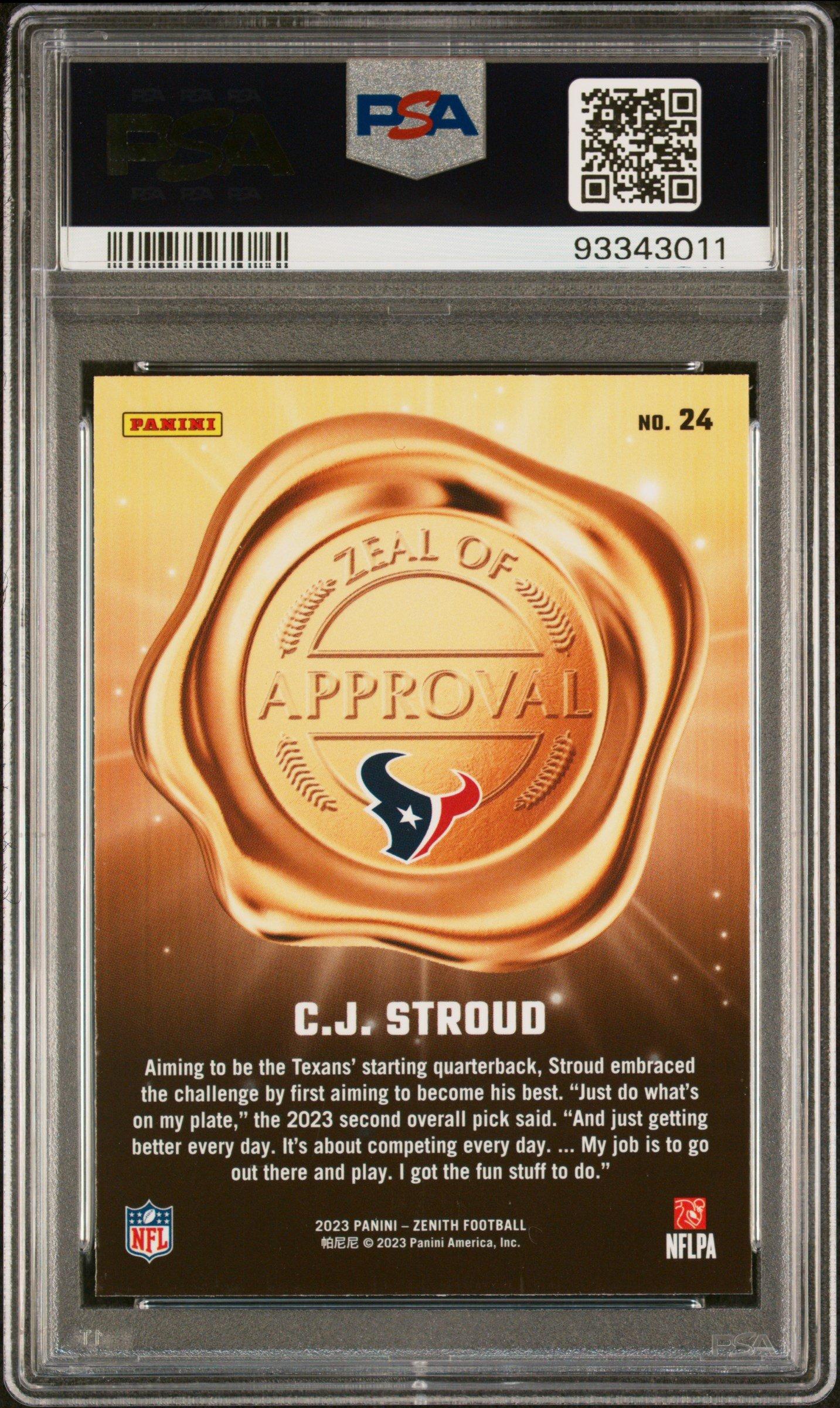 2023 Panini Zenith Zeal Of Approval 24 Cj Stroud PSA 10