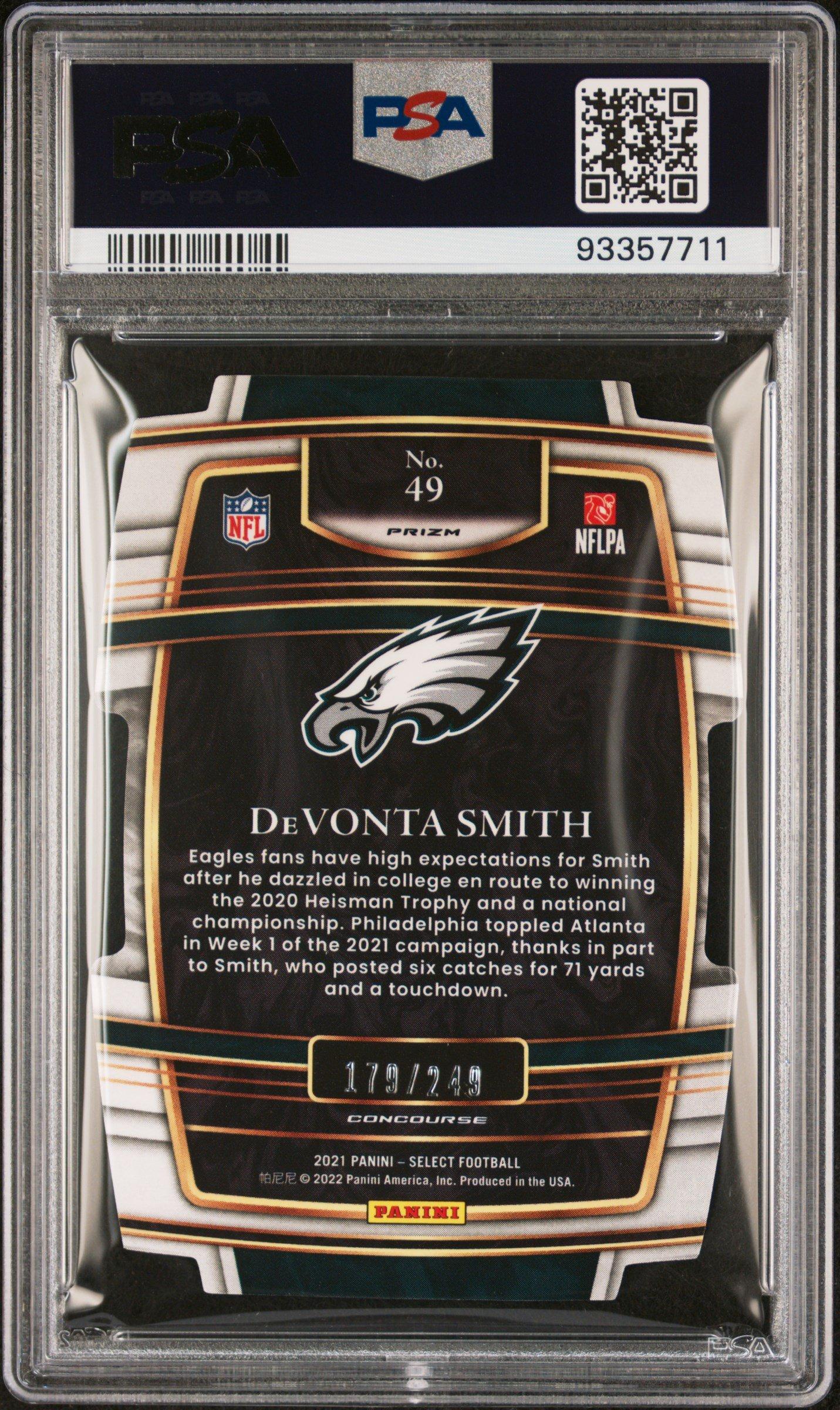 2021 Panini Select 49 Devonta Smith Die-cut Orange Prizm PSA 10