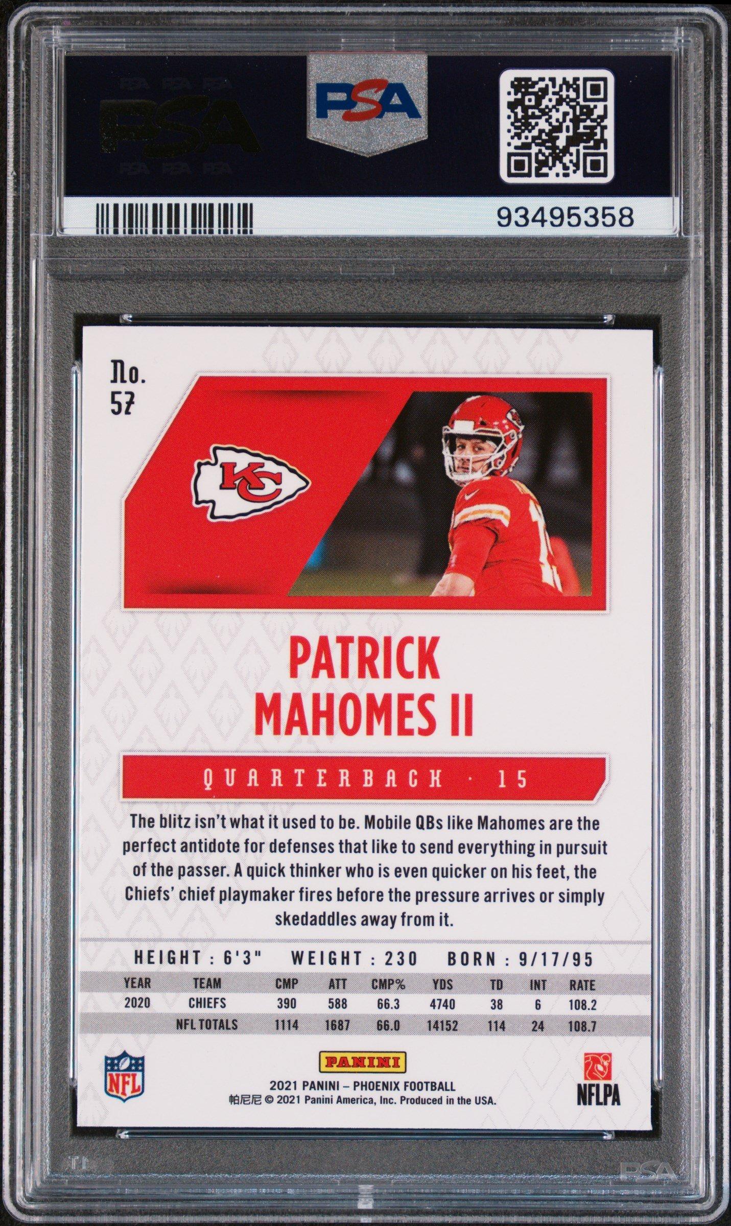 2021 Panini Phoenix 57 Patrick Mahomes Ii Fire Burst PSA 9