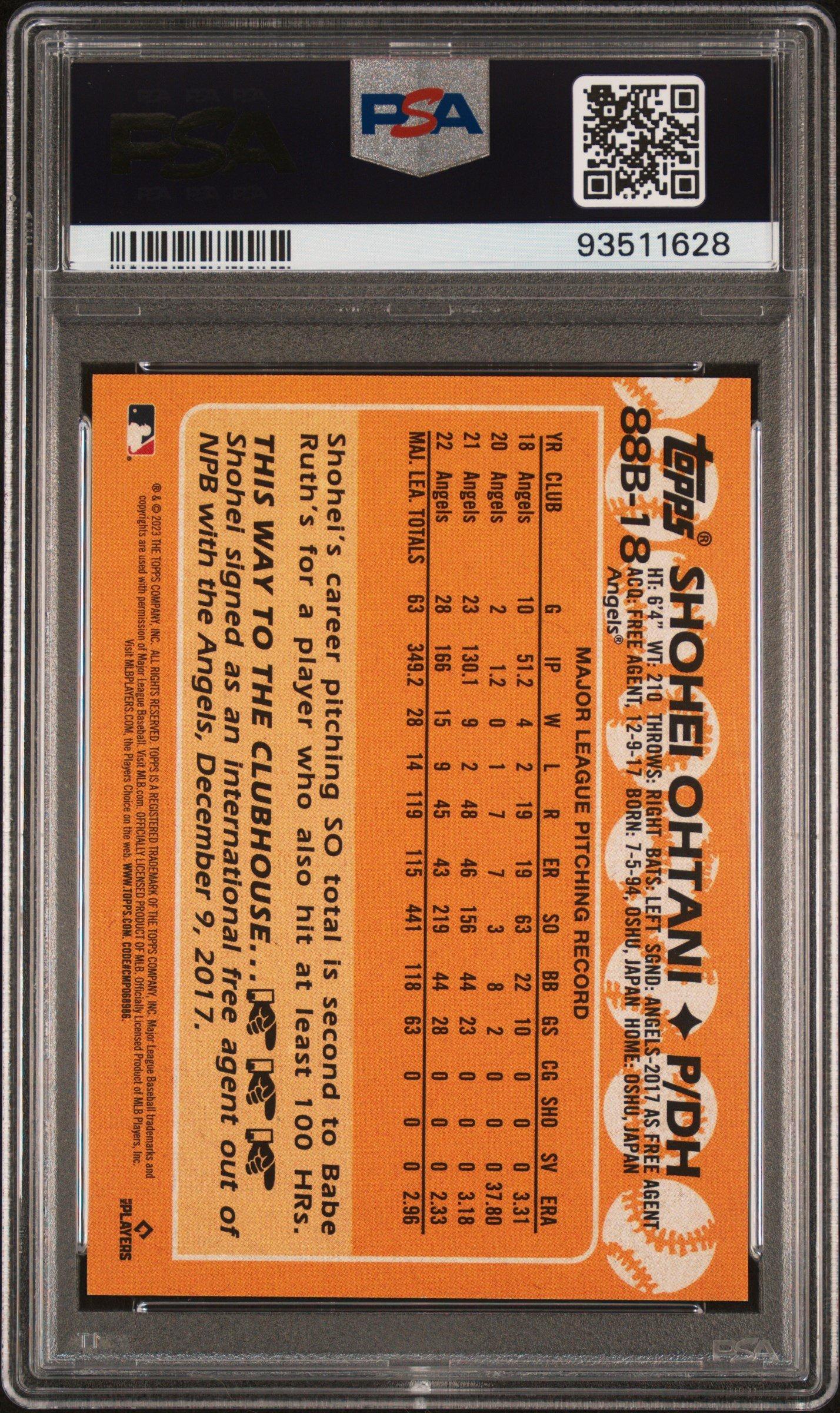 2023 Topps Baseball Japan Edition 1988 Topps Cherry Tree Variation 88b18 Shohei Ohtani PSA 10