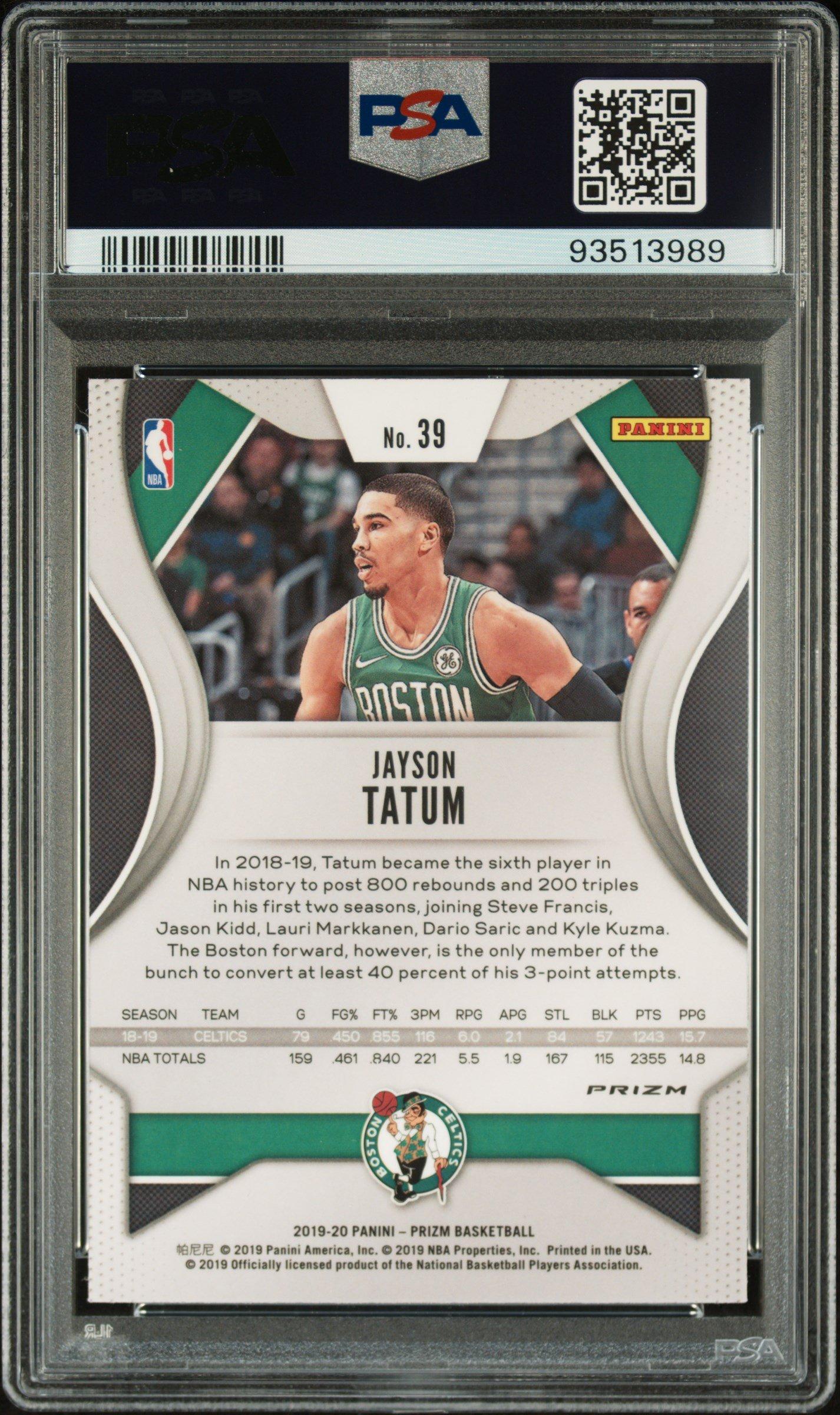 2019 Panini Prizm 39 Jayson Tatum Choice Prizm-tiger Stripe PSA 9
