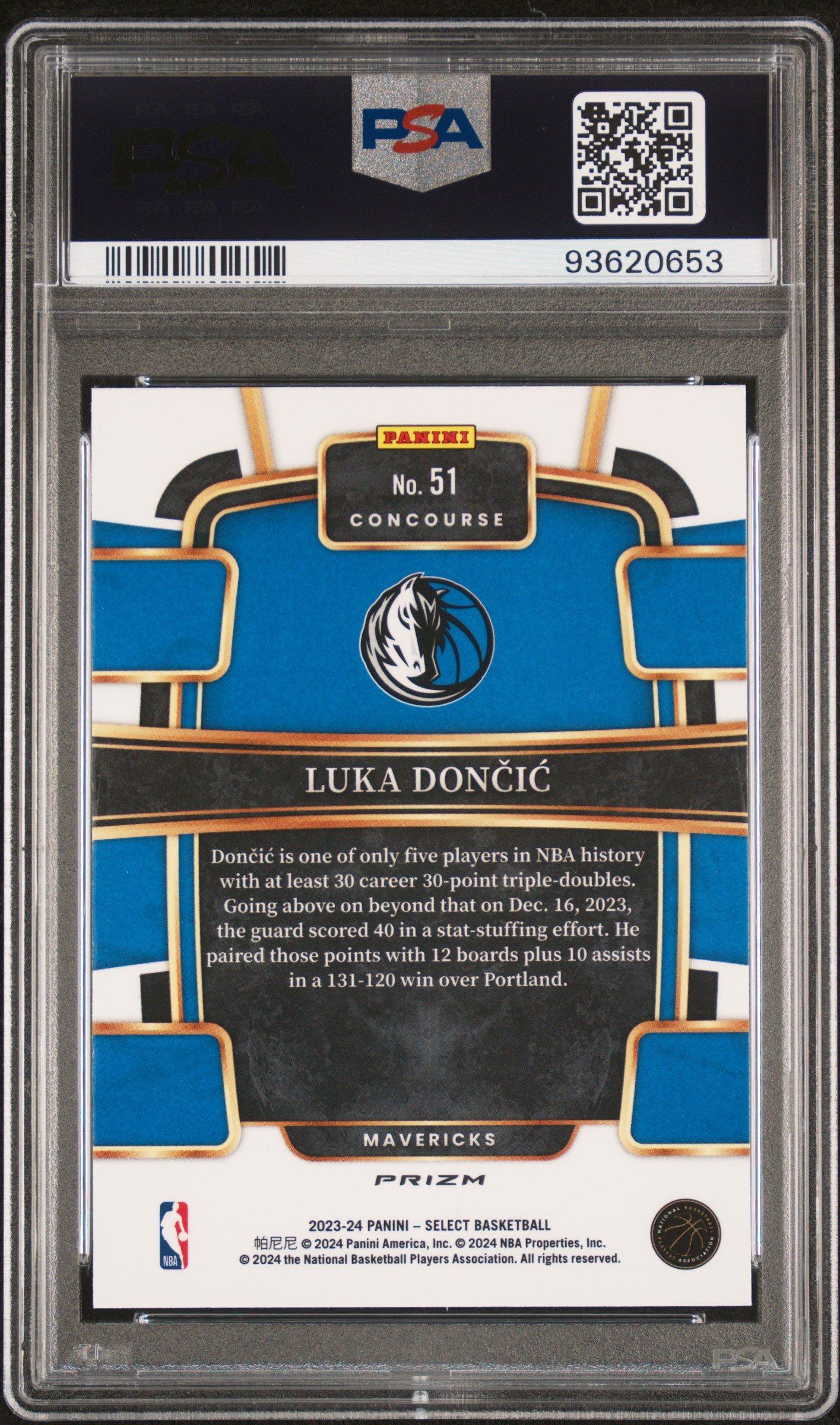 2023 Panini Select 51 Luka Doncic Red Cracked Ice PSA 10