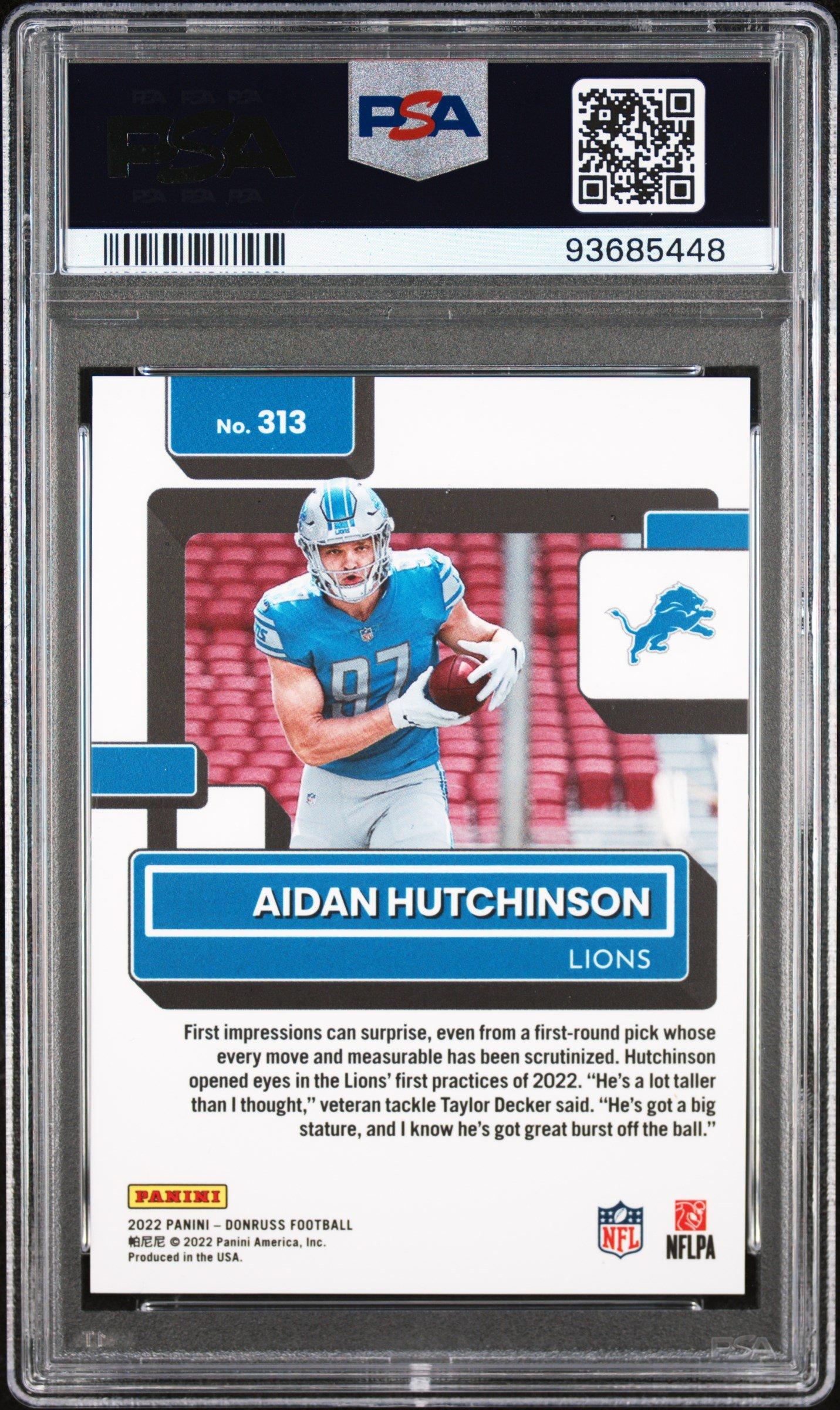 2022 Panini Donruss 313 Aidan Hutchinson Press Proof Premium PSA 10