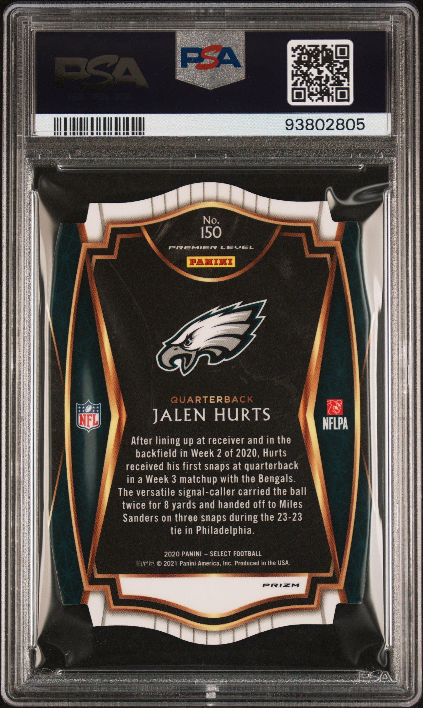 2020 Panini Select 150 Jalen Hurts Die-cut Neon Green Prizm PSA 10