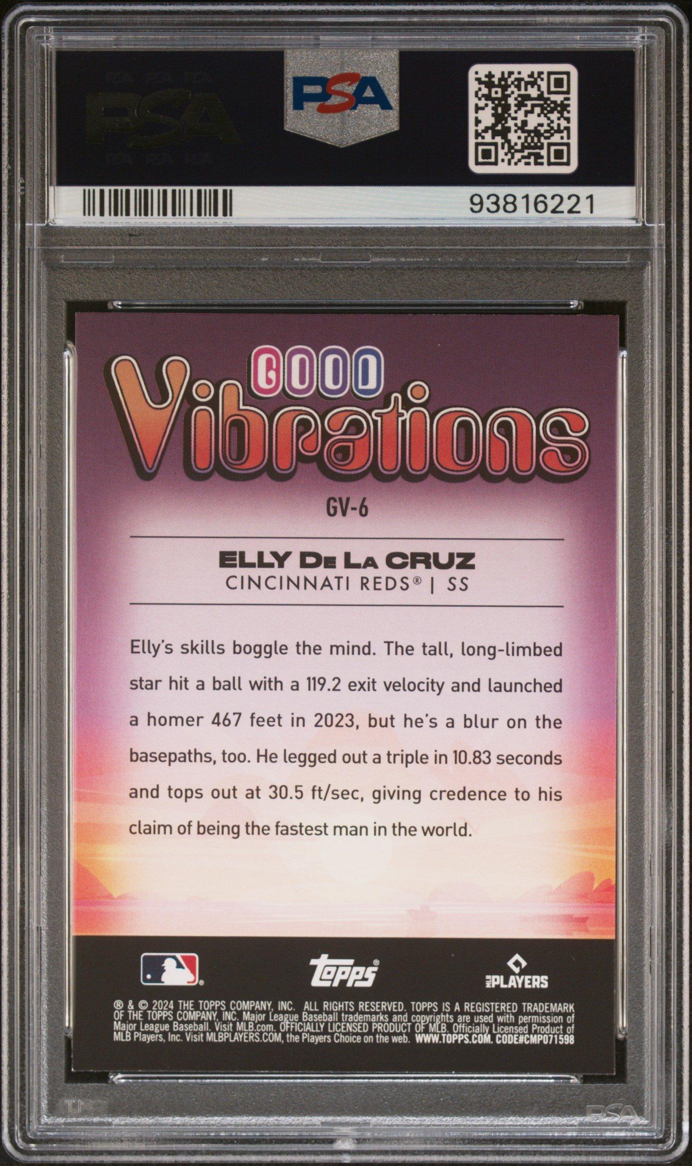 2024 Topps Big League Good Vibrations Gv6 Elly De La Cruz PSA 10