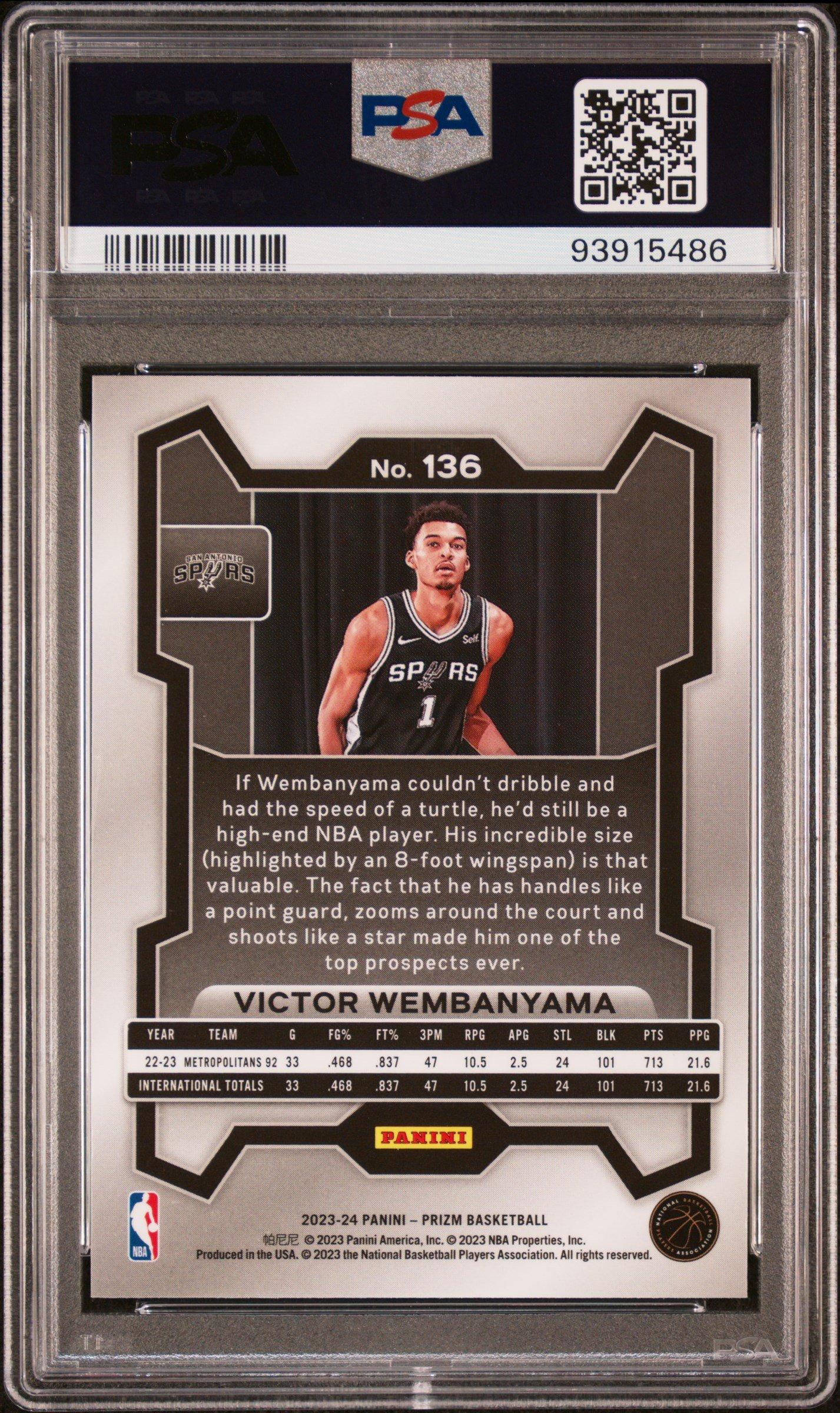 2023 Panini Prizm 136 Victor Wembanyama PSA 10 Graded Card | GameStop