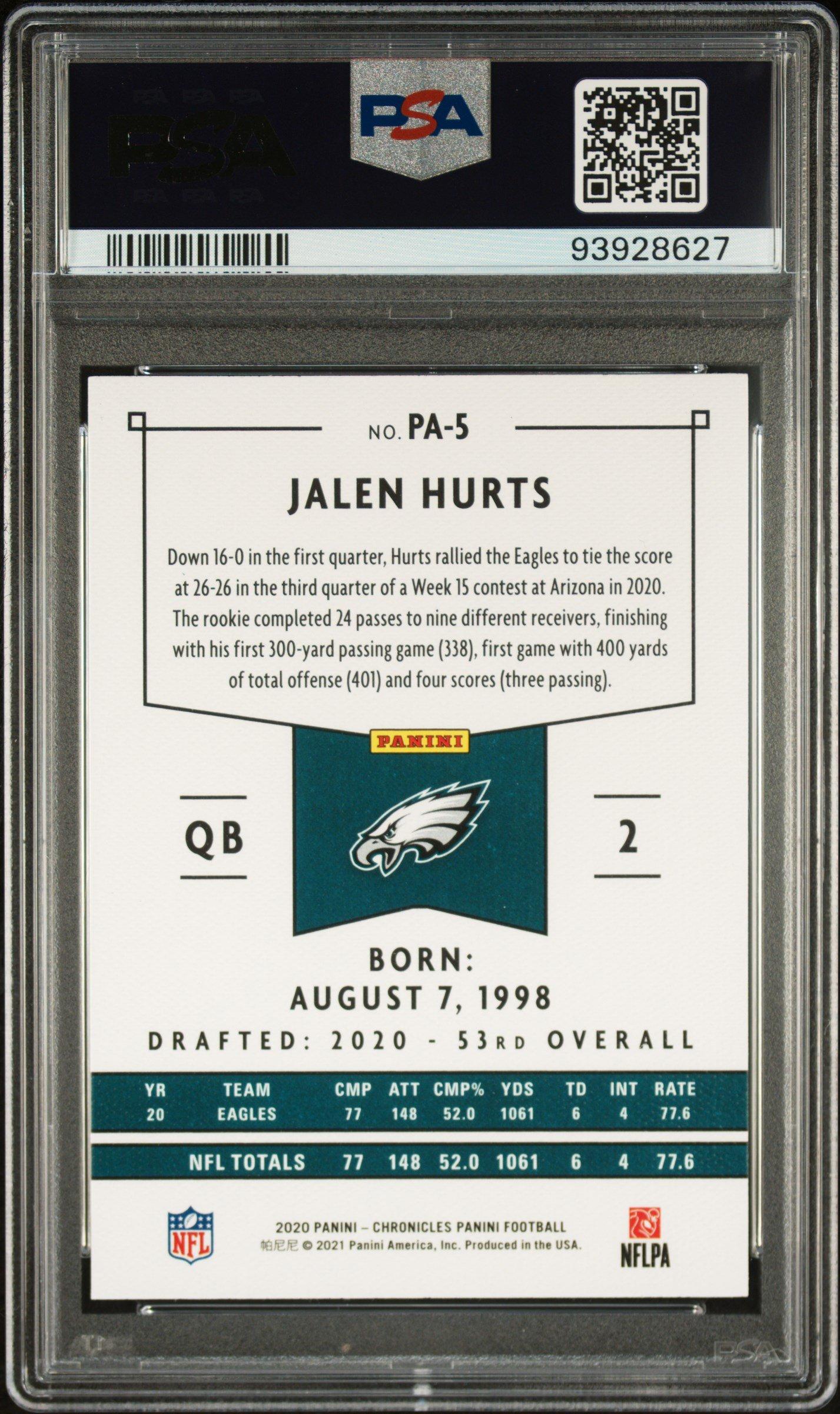 2020 Panini Chronicles Panini Pa5 Jalen Hurts PSA 9