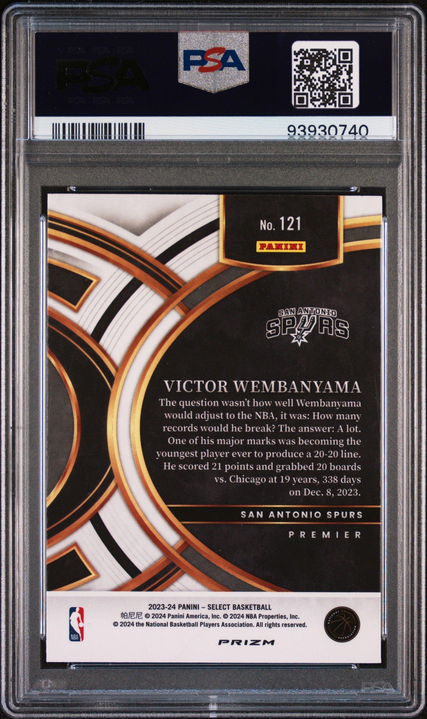 2023 Panini Select 121 Victor Wembanyama Tectonic PSA