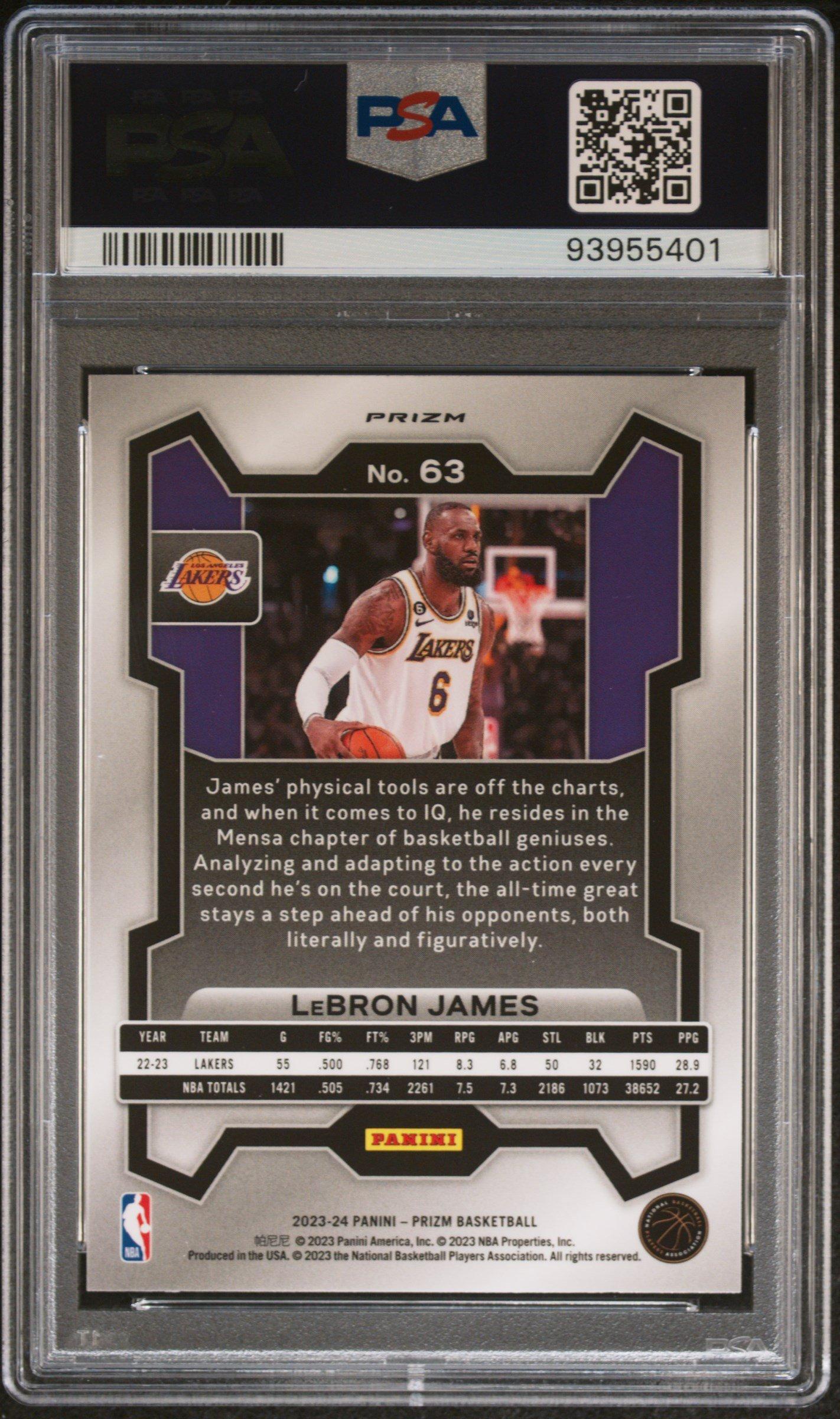 2023 Panini Prizm 63 Lebron James Green Prizm PSA 10