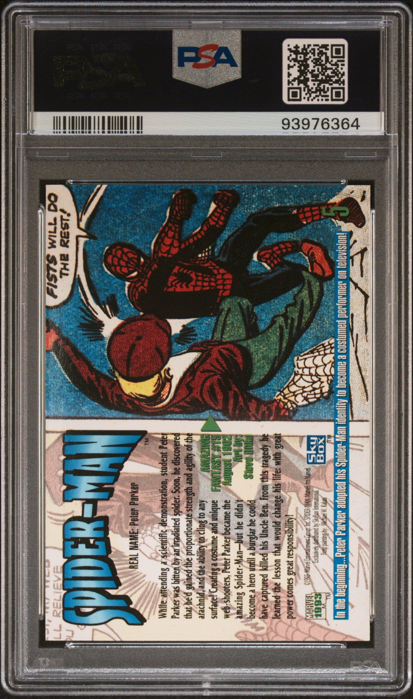 1993 Marvel Masterpieces 5 Spider-man PSA 10