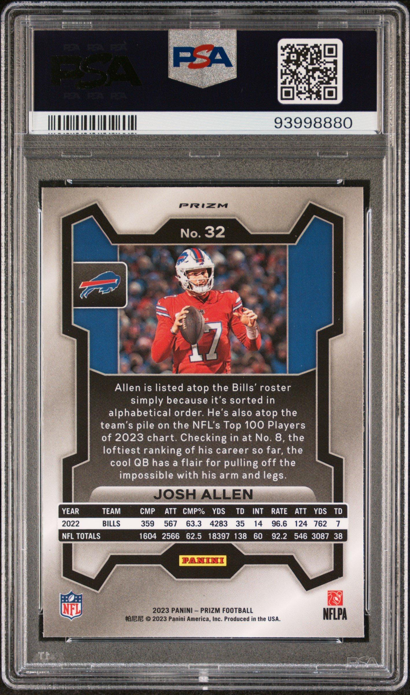 2023 Panini Prizm 32 Josh Allen Red/white/blue Prizm PSA 10