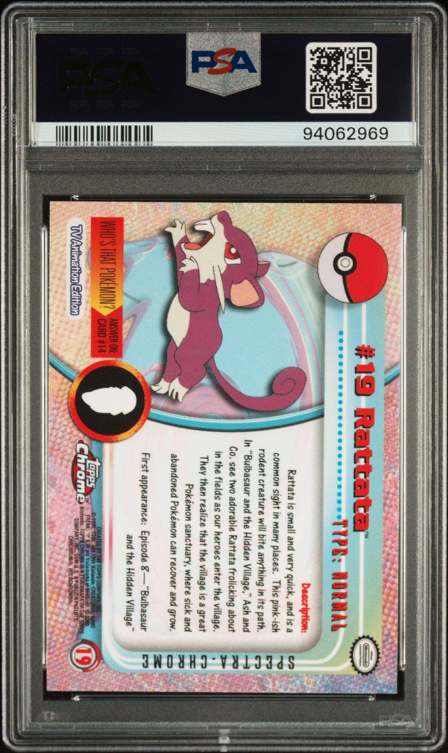 2000 Topps Chrome Pokemon T.v. 19 Rattata Spectra PSA 10