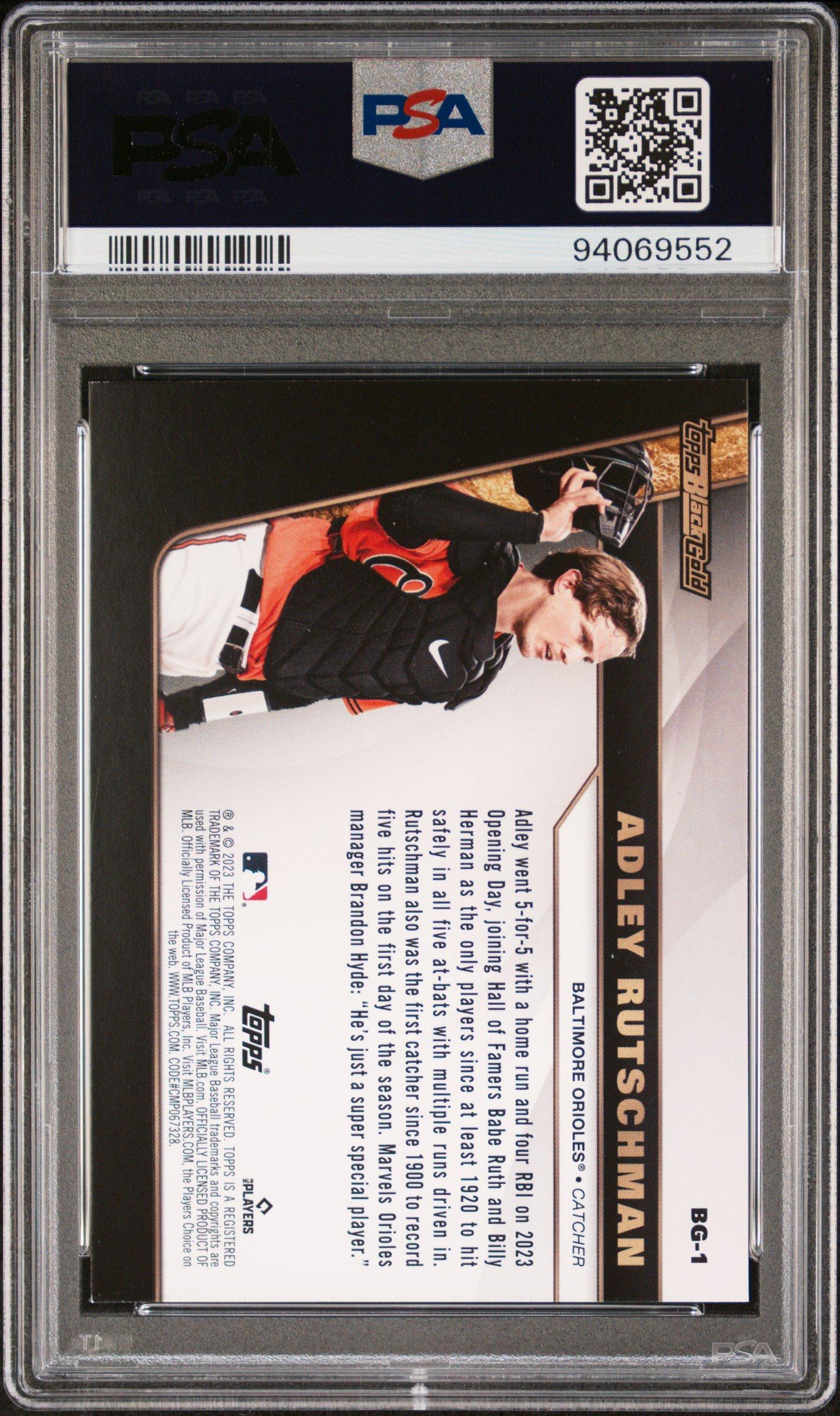 2023 Topps Update Black Gold Bg1 Adley Rutschman PSA 10 Graded 