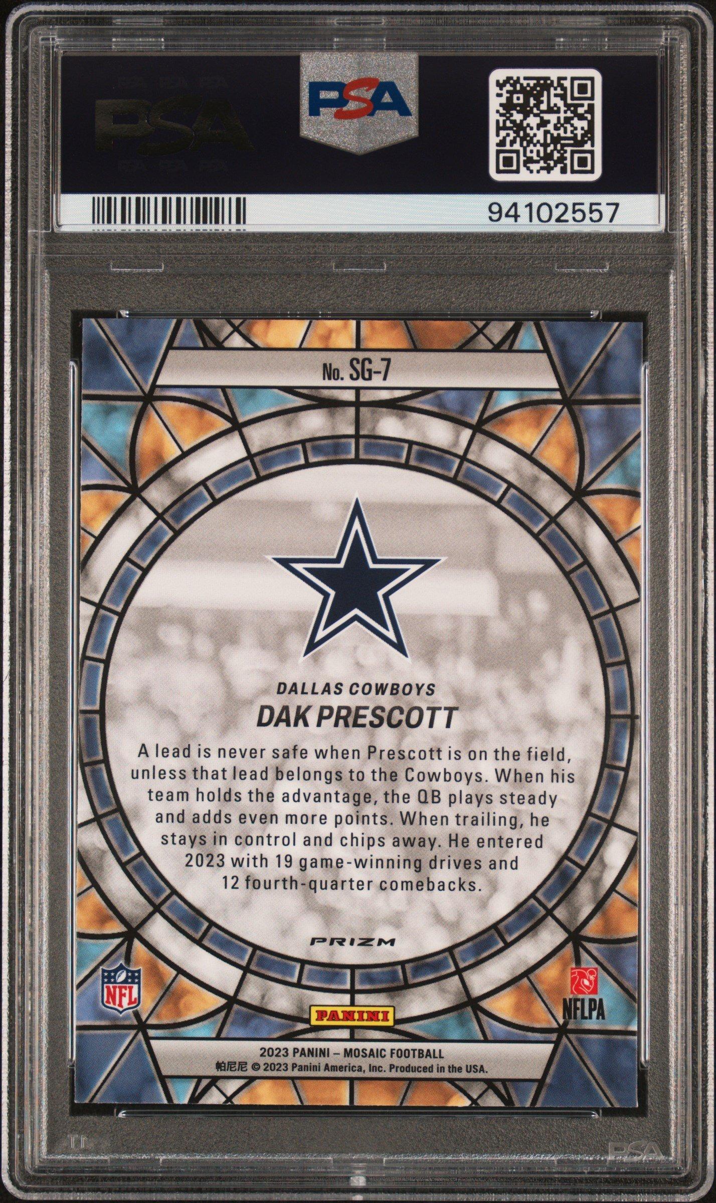 2023 Panini Mosaic Stained Glass Sg7 Dak Prescott PSA 10