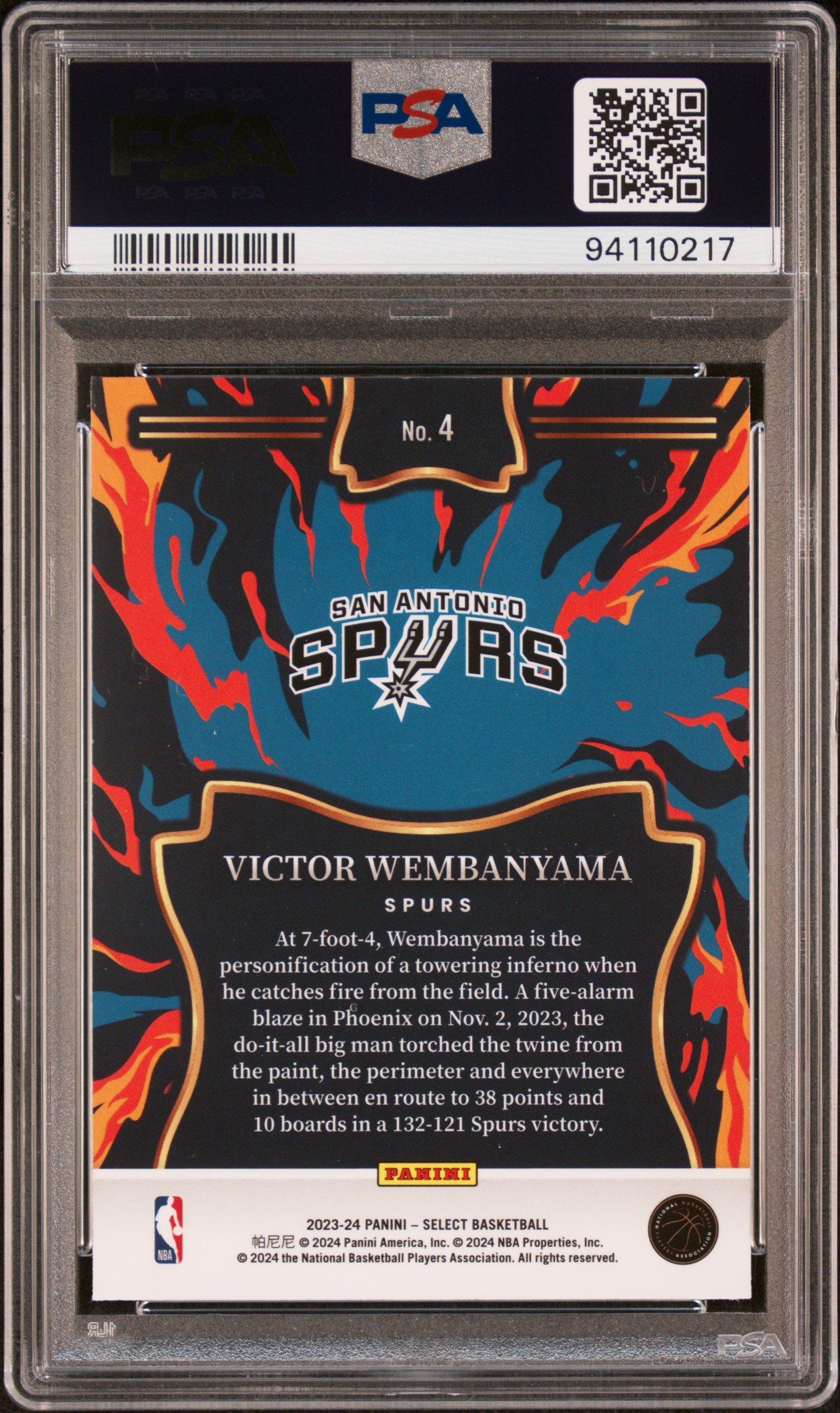 2023 Panini Select En Fuego 4 Victor Wembanyama PSA 10