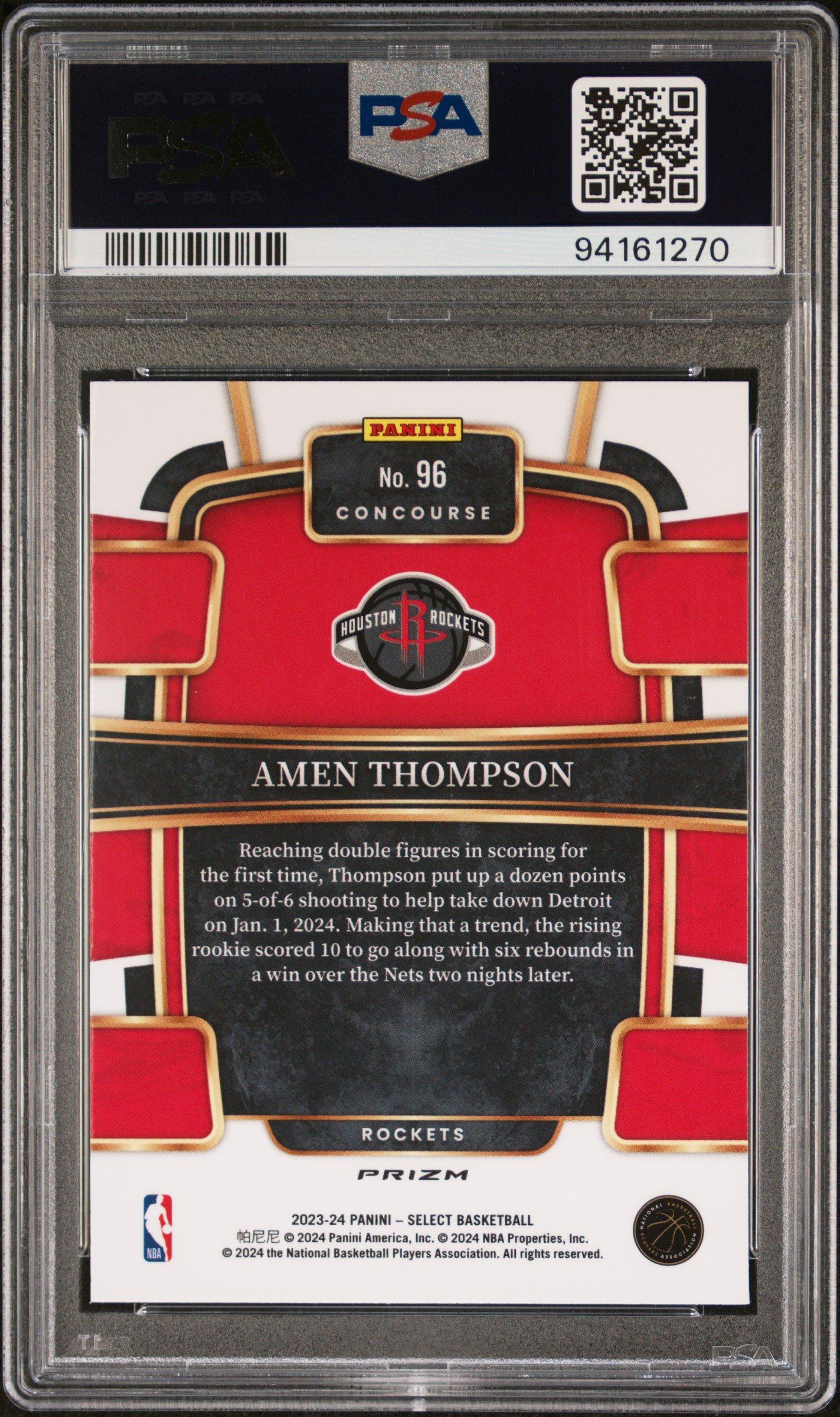 2023 Panini Select Amen Thompson Blue Cracked Ice PSA 10
