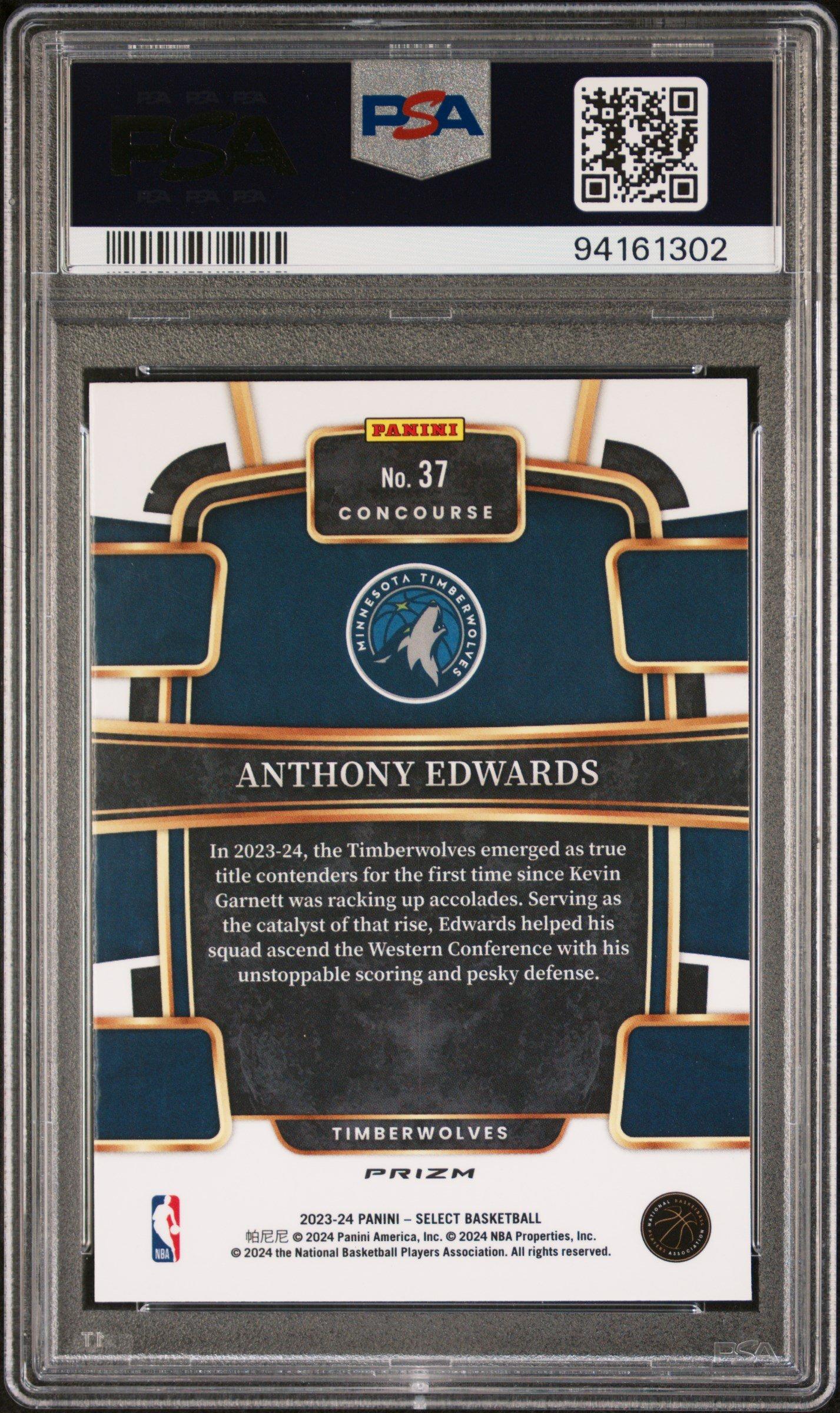 2023 Panini Select 37 Anthony Edwards Blue Prizm PSA 9