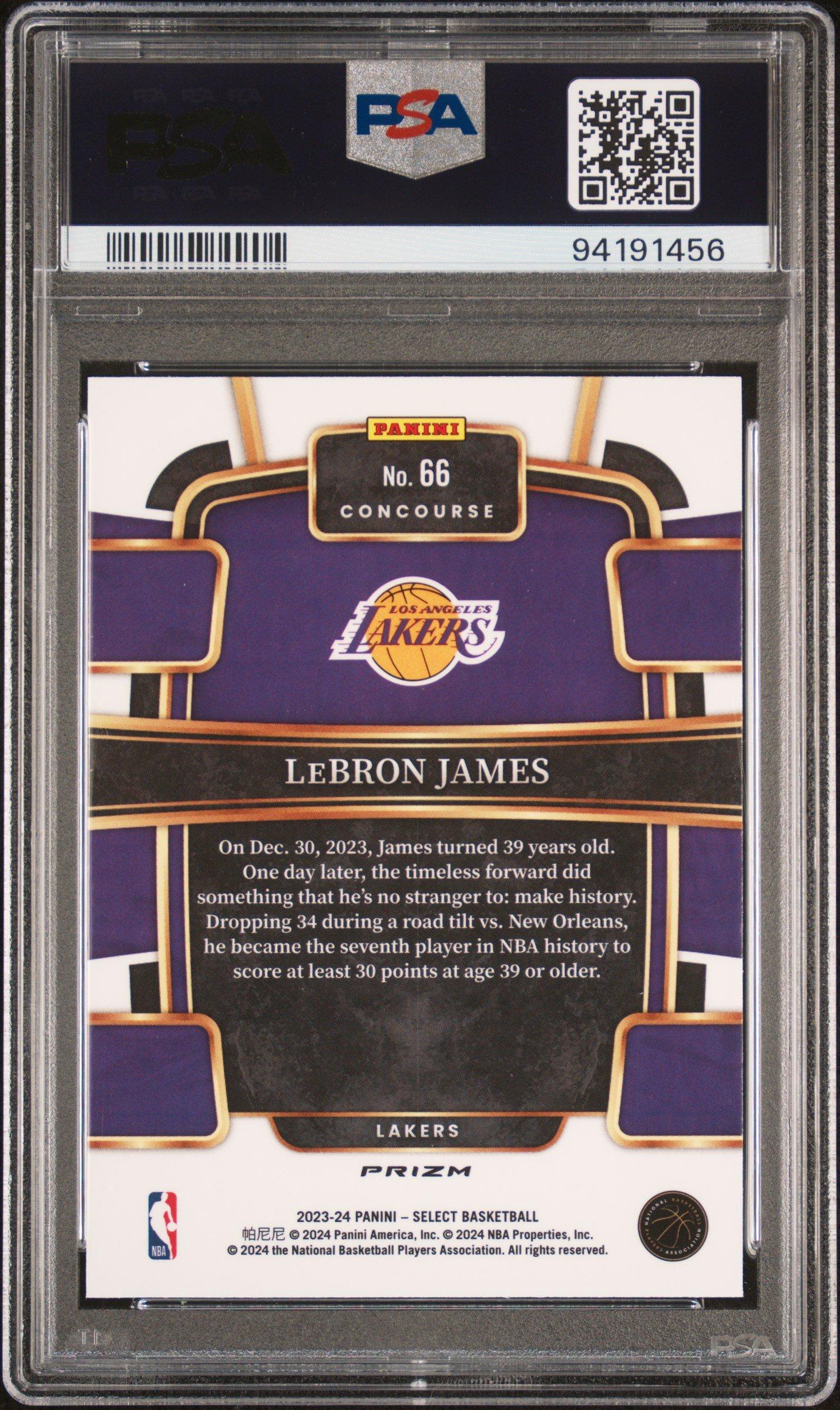 2023 Panini Select 66 Lebron James Blue Cracked Ice PSA 10