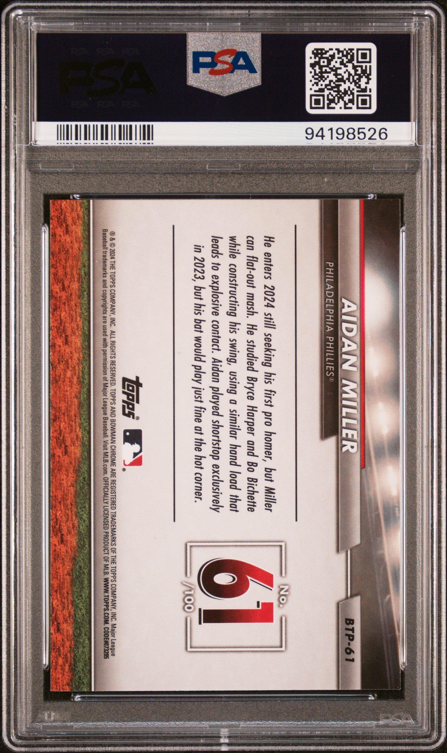 2024 Bowman Bowman Scouts' Top 100 Btp61 Aidan Miller PSA 10