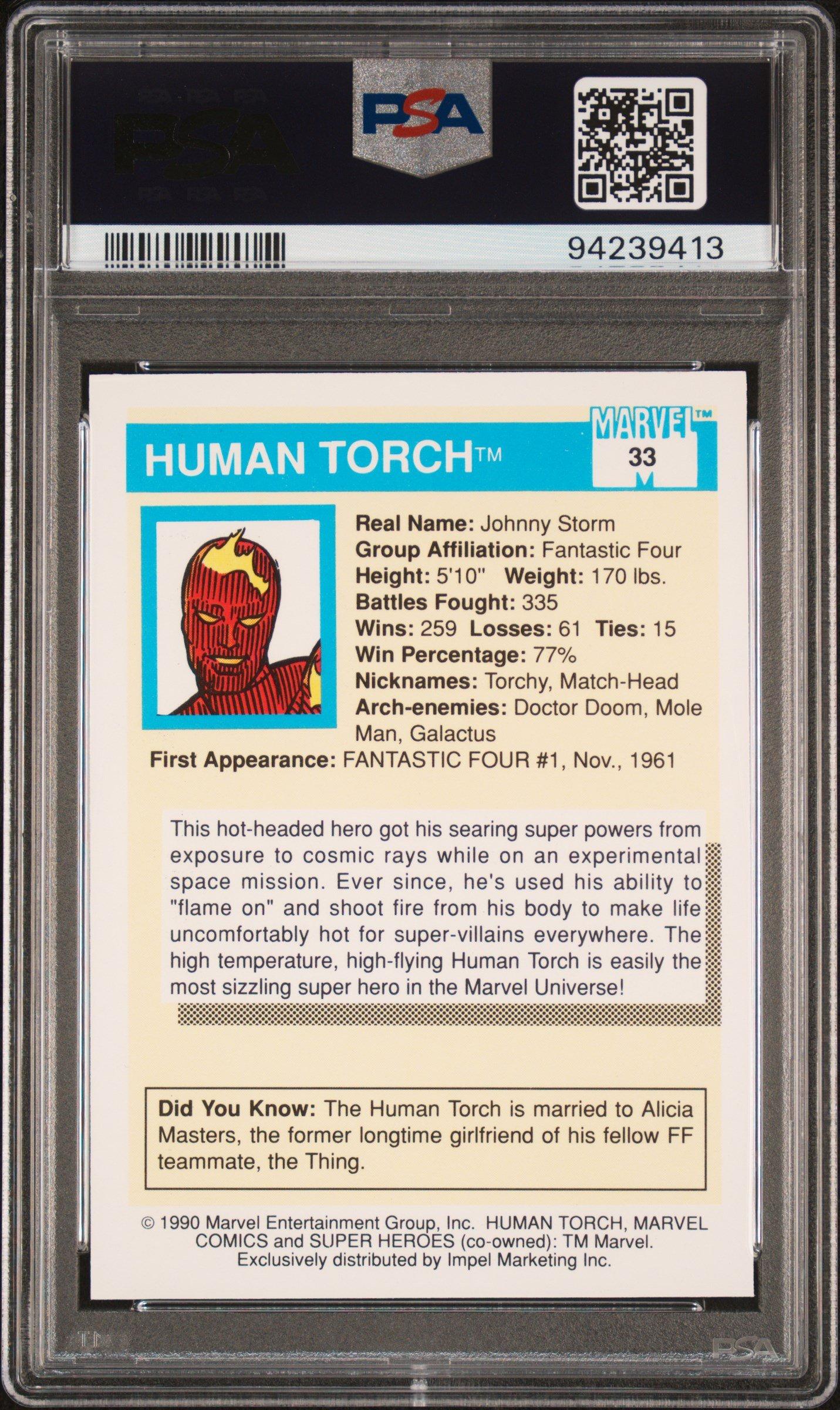 1990 Marvel Universe 33 Human Torch PSA 10