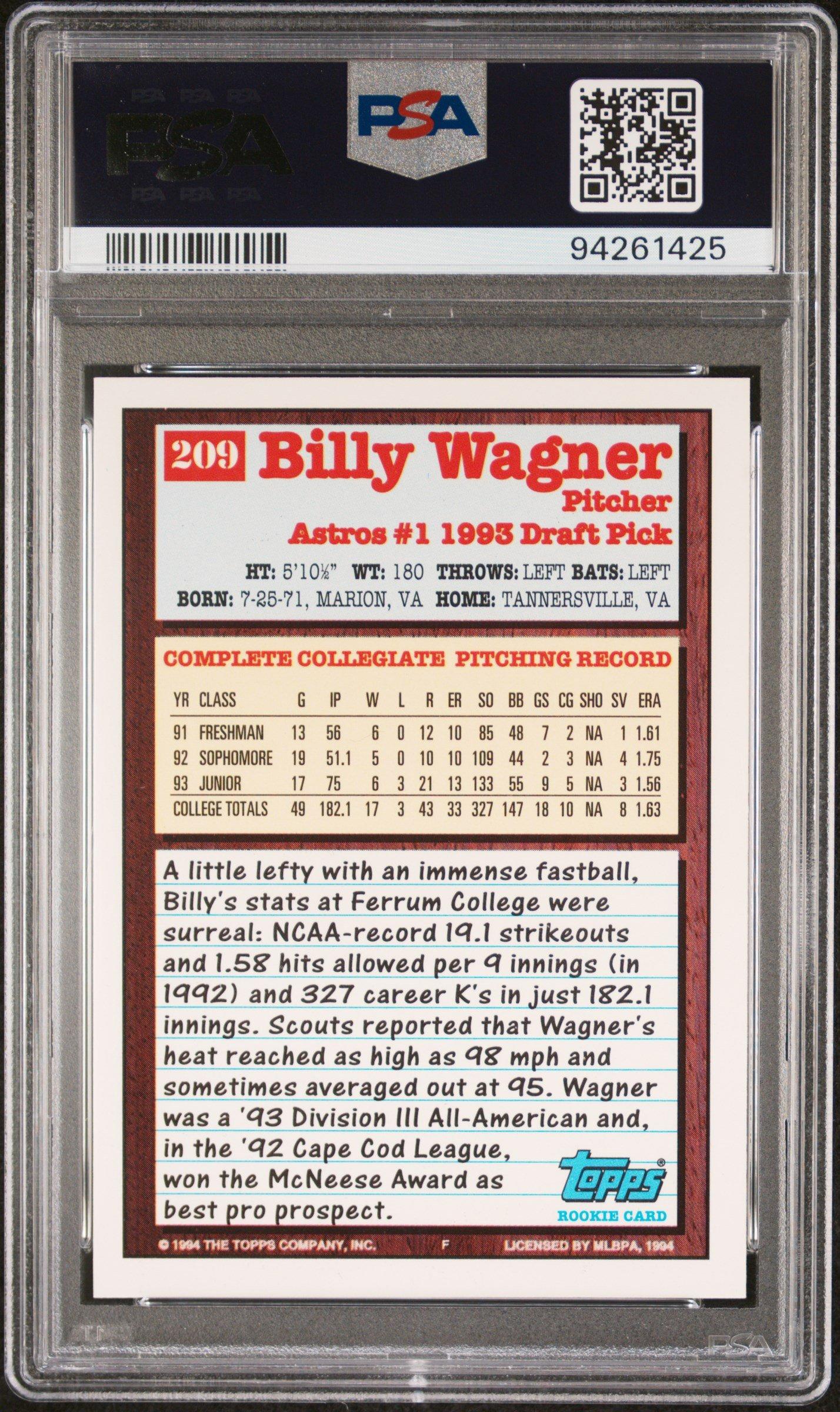 1994 Topps 209 Billy Wagner PSA 9