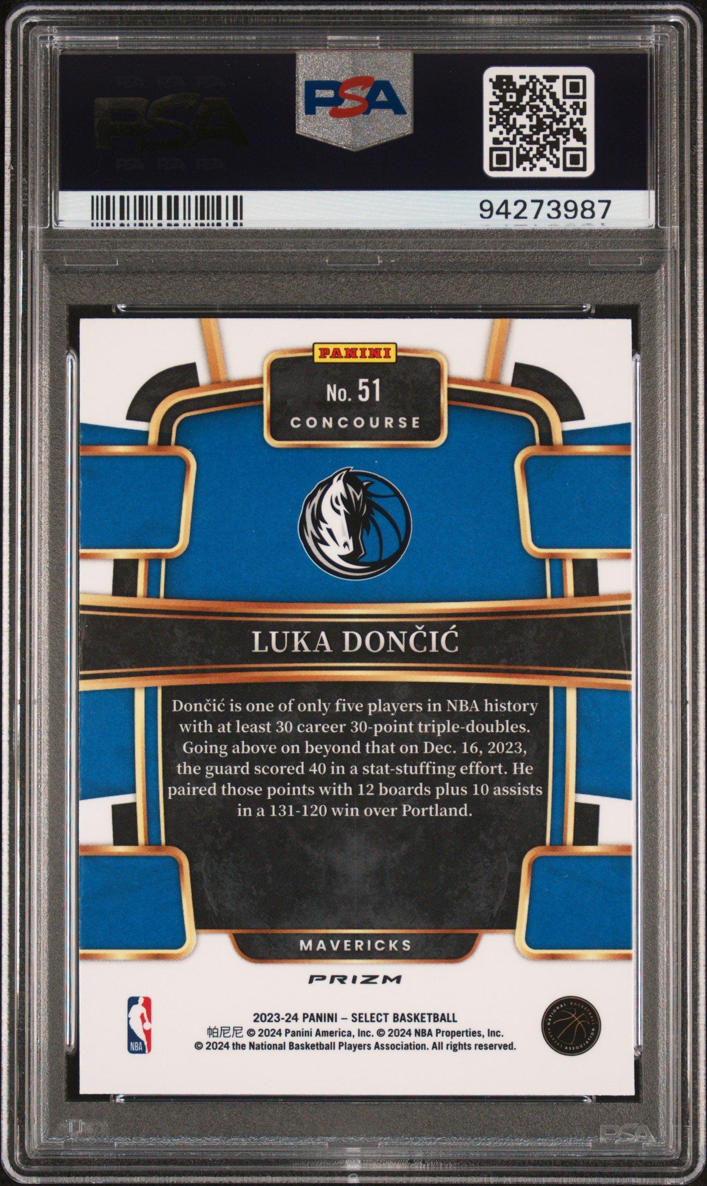2023 Panini Select 51 Luka Doncic Orange Flash PSA 10