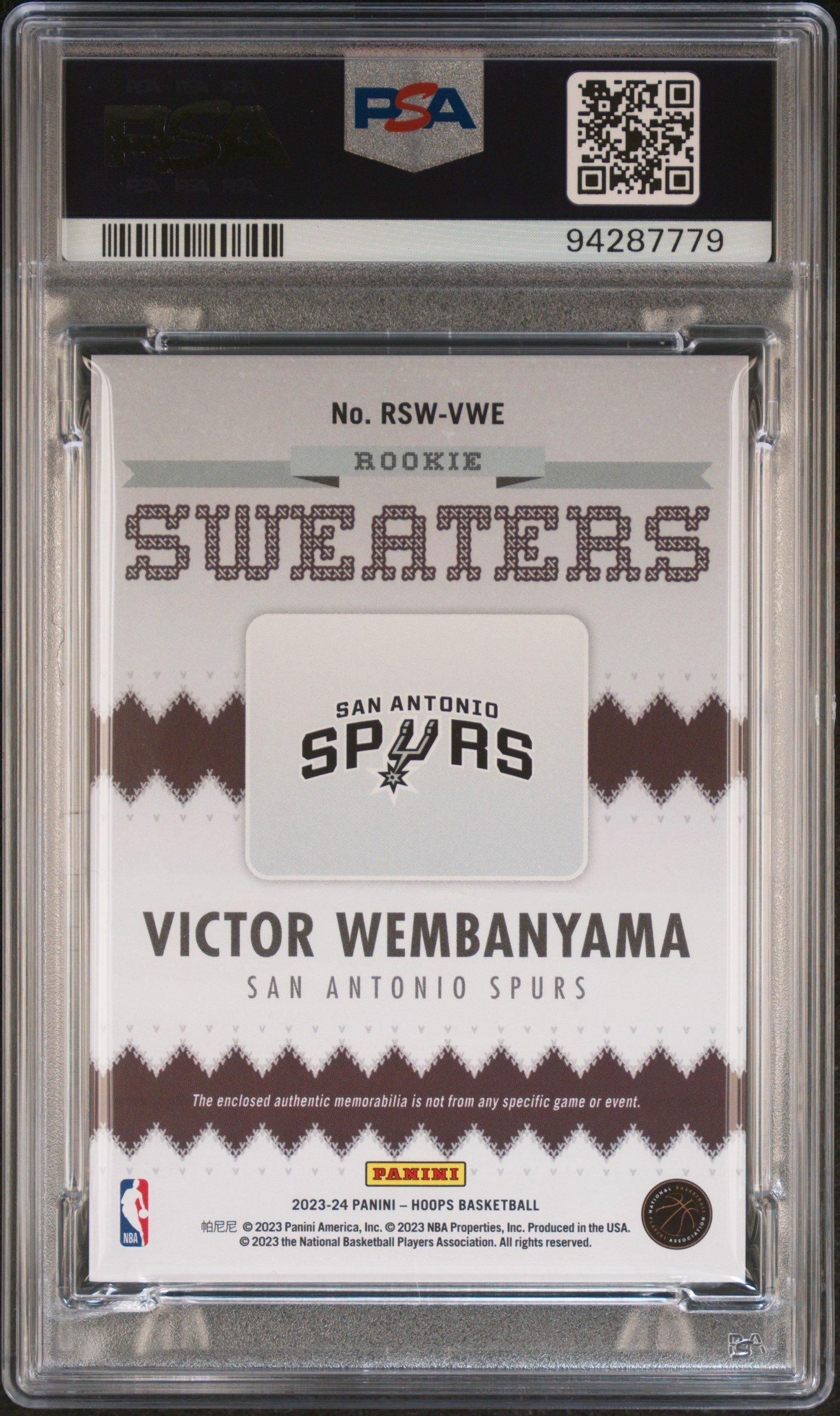 2023 Panini Nba Hoops Rookie Sweaters Rswvwe Victor Wembanyama PSA