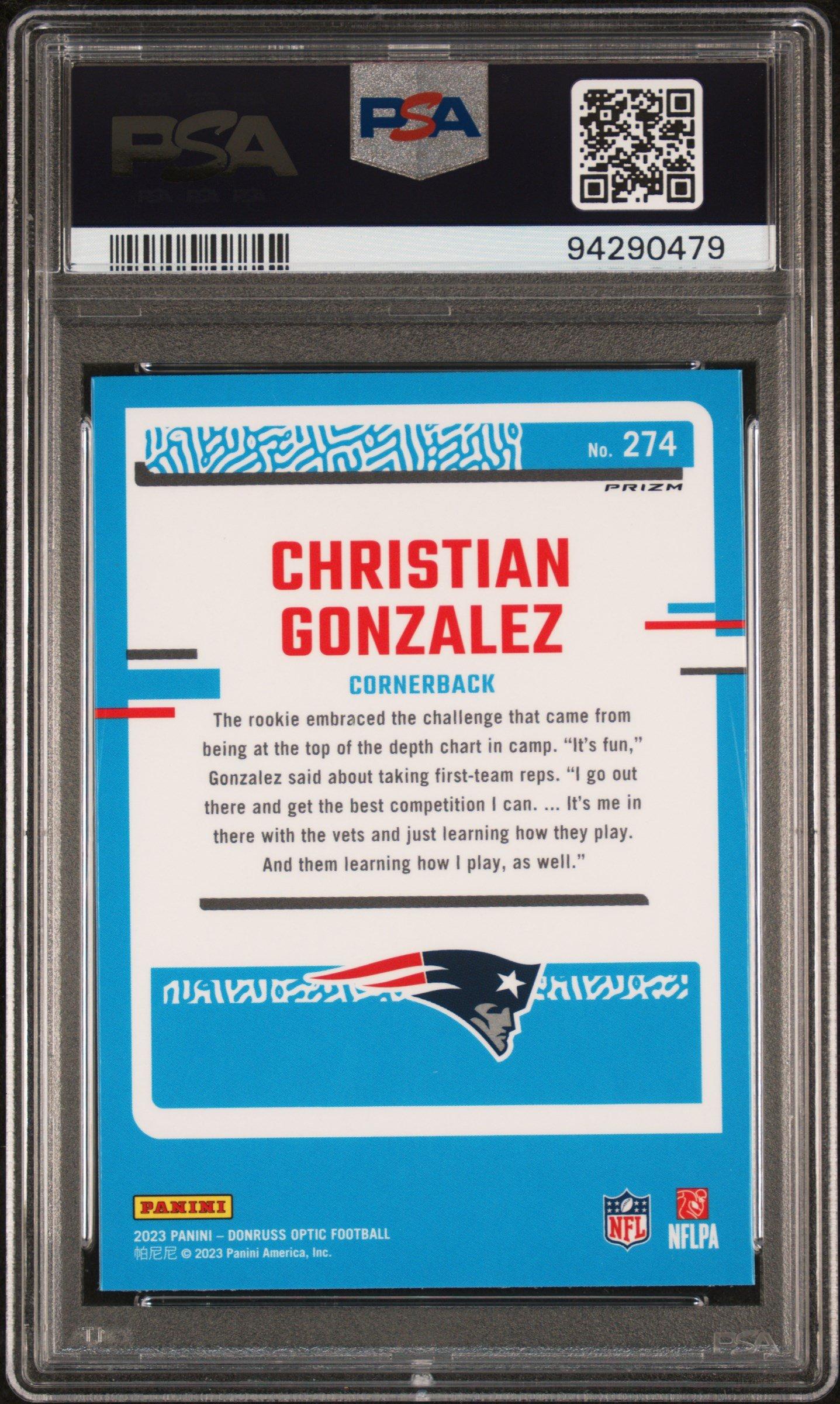 2023 Panini Donruss Optic 274 Christian Gonzalez Holo PSA 10