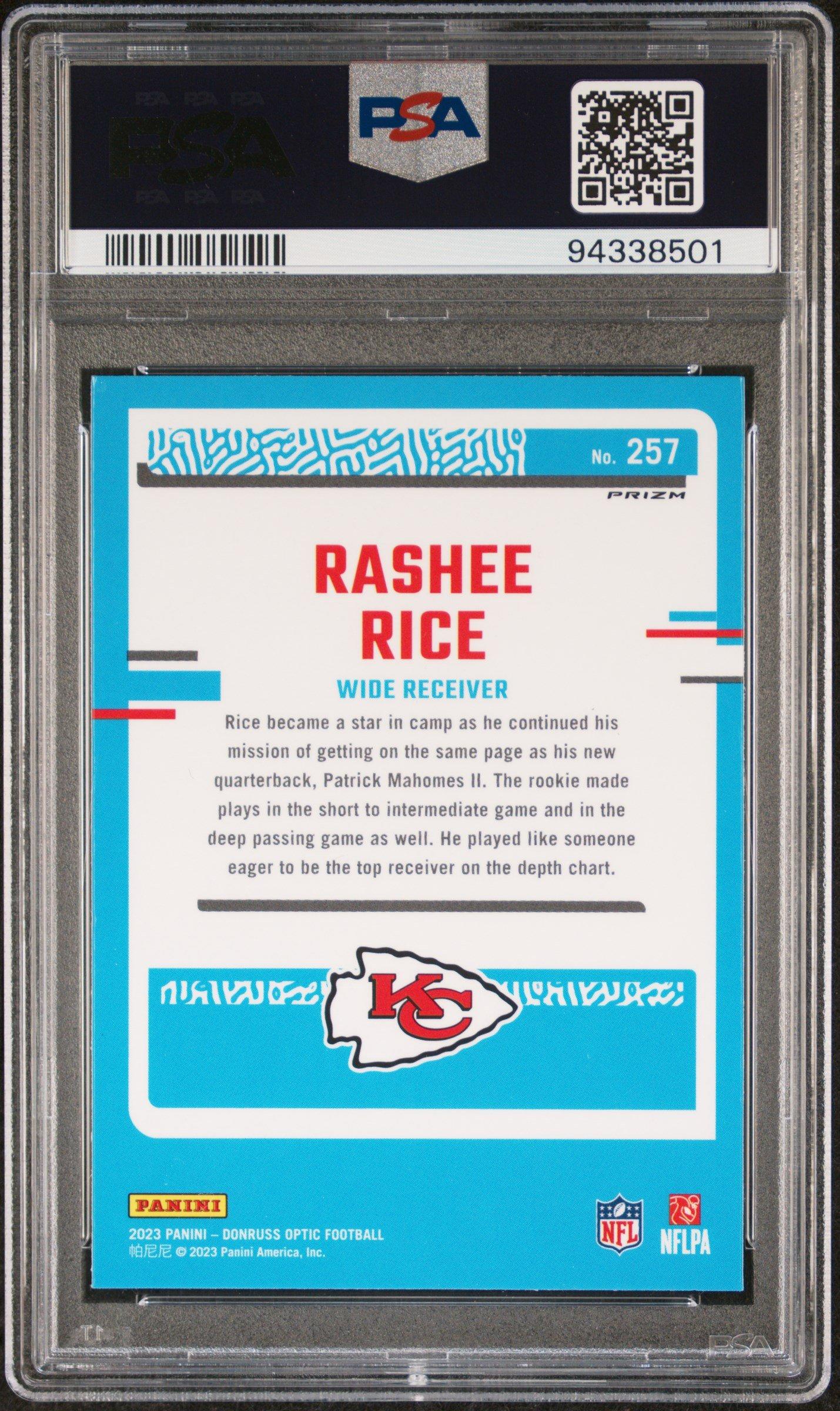 2023 Panini Donruss Optic 257 Rashee Rice Green Hyper PSA 10