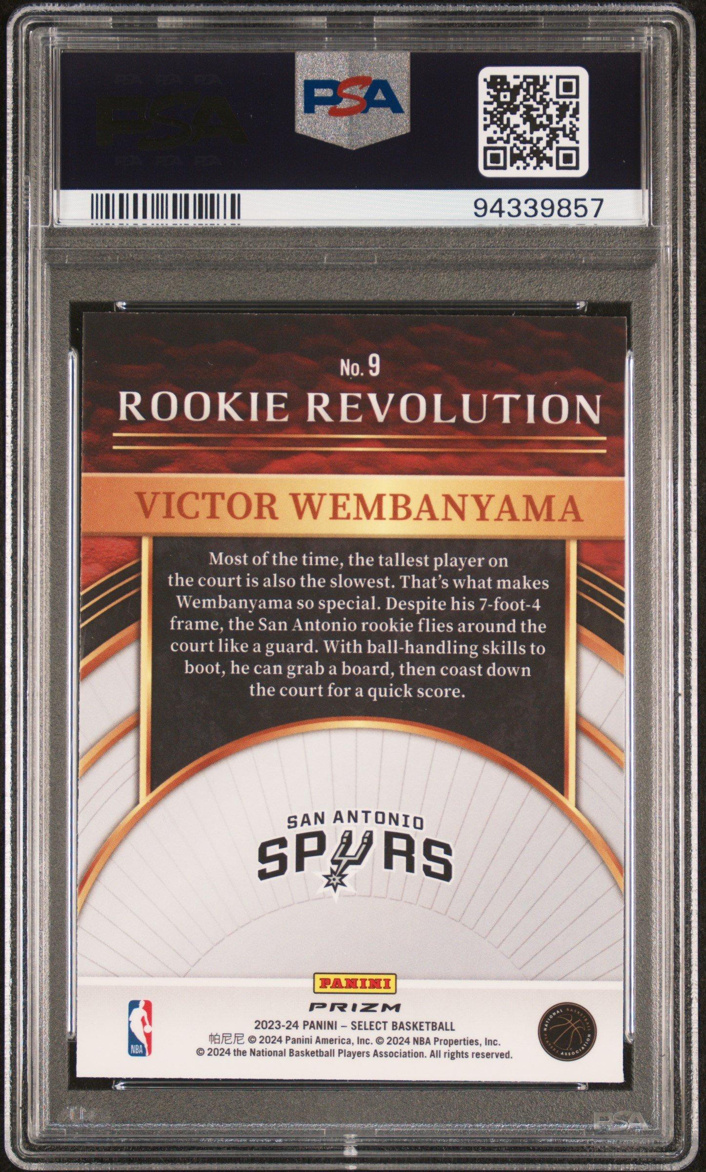 2023 Panini Select Rookie Revolution 9 Victor Wembanyama Green Prizm PSA 10