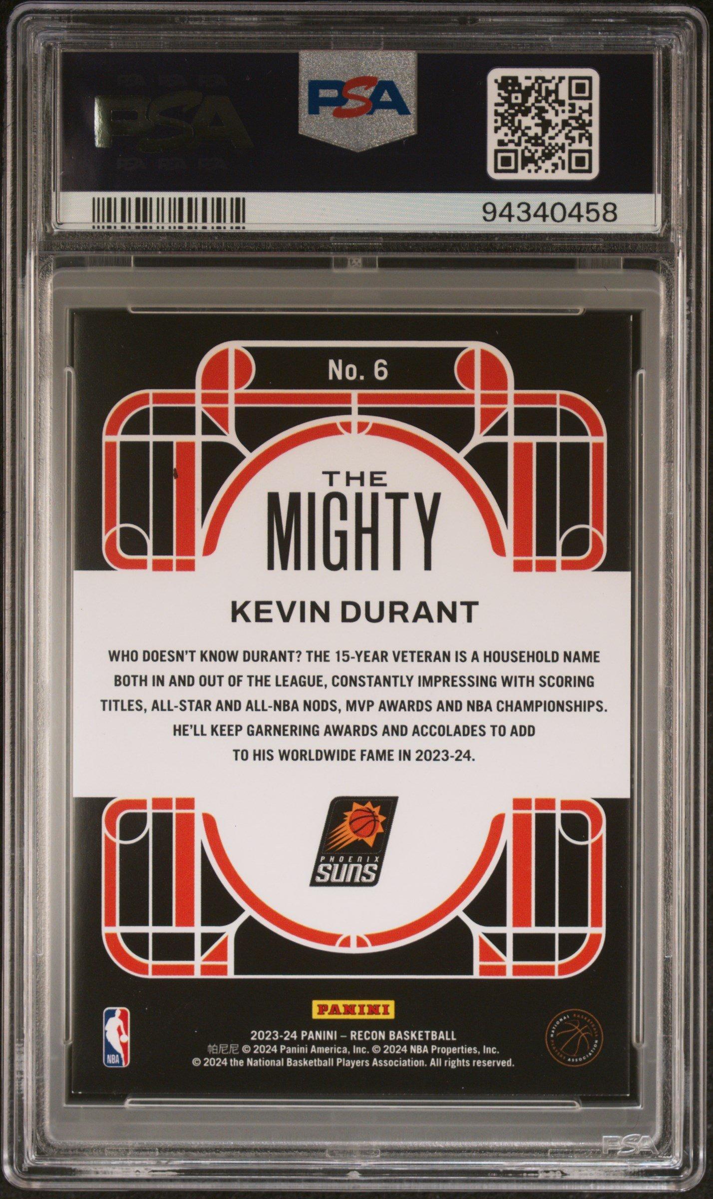 2023 Panini Recon The Mighty 6 Kevin Durant Purple PSA 9