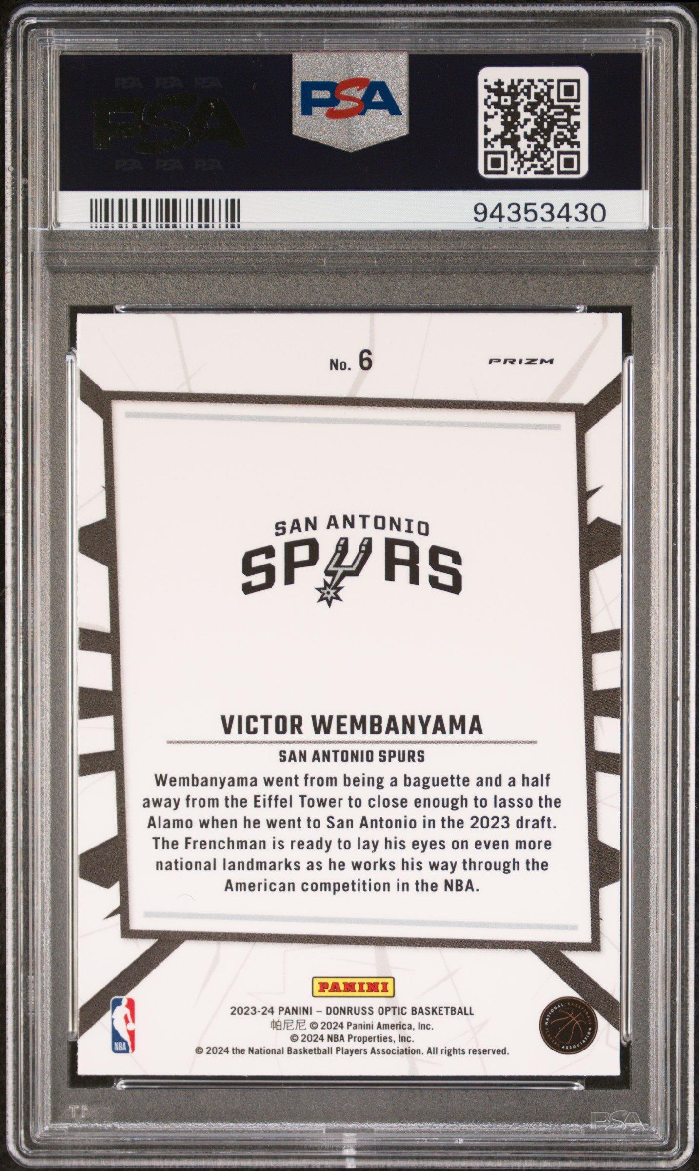 2023 Panini Donruss Optic My House 6 Victor Wembanyama Purple PSA 