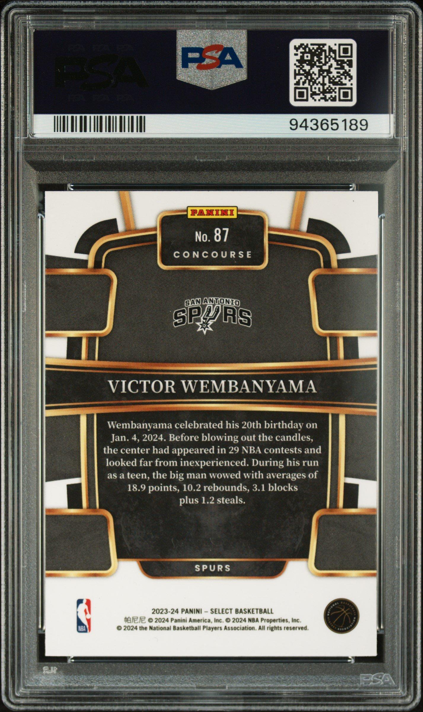 2023 Panini Select 87 Victor Wembanyama Blue PSA 10 Graded Card